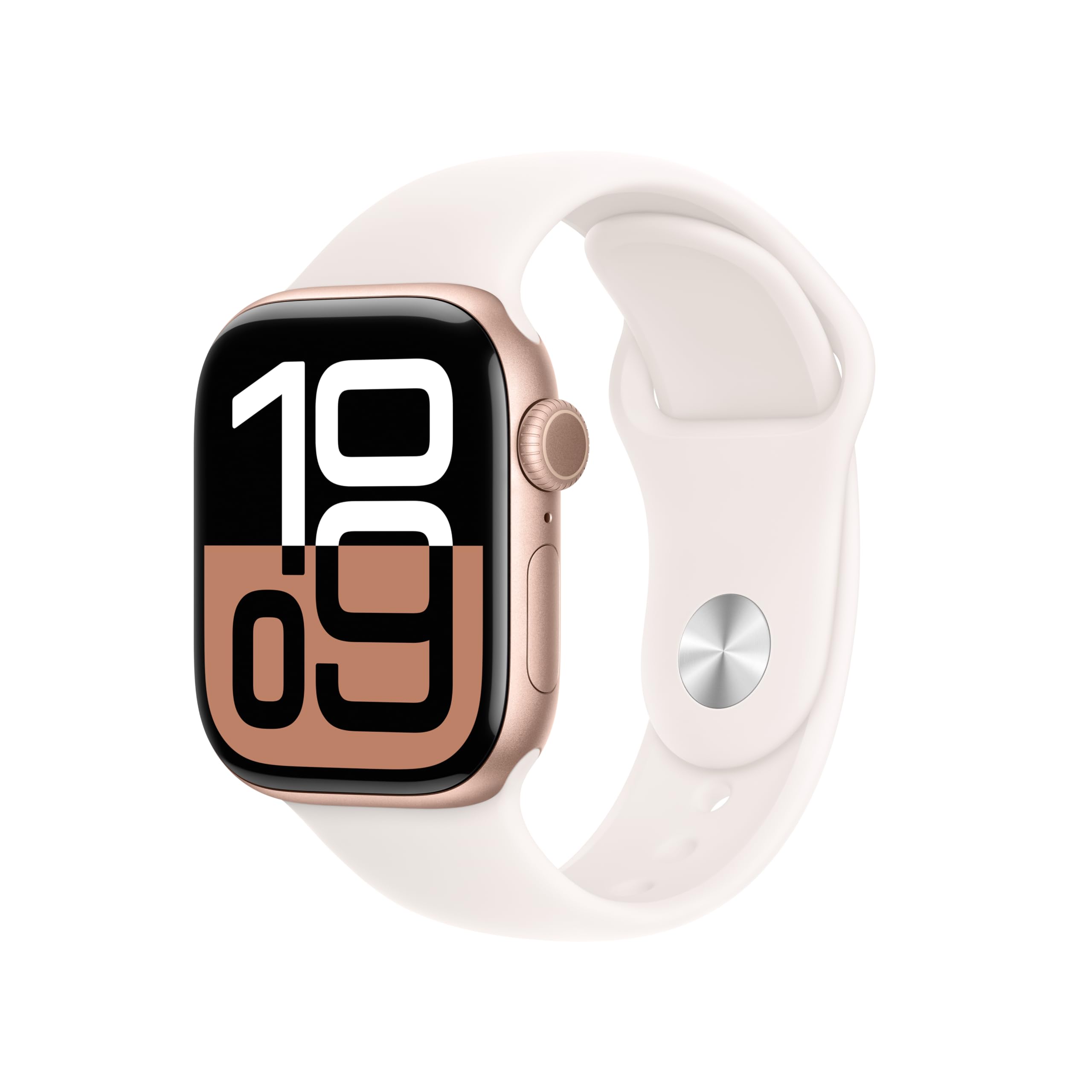 Apple Watch Series 10 [GPS 42mm case] Smartwatch with Rose Gold Aluminium Case with Light Blush Sport Band - S/M. Fitness Tracker, ECG App, Always-On Retina Display, Water Resistant