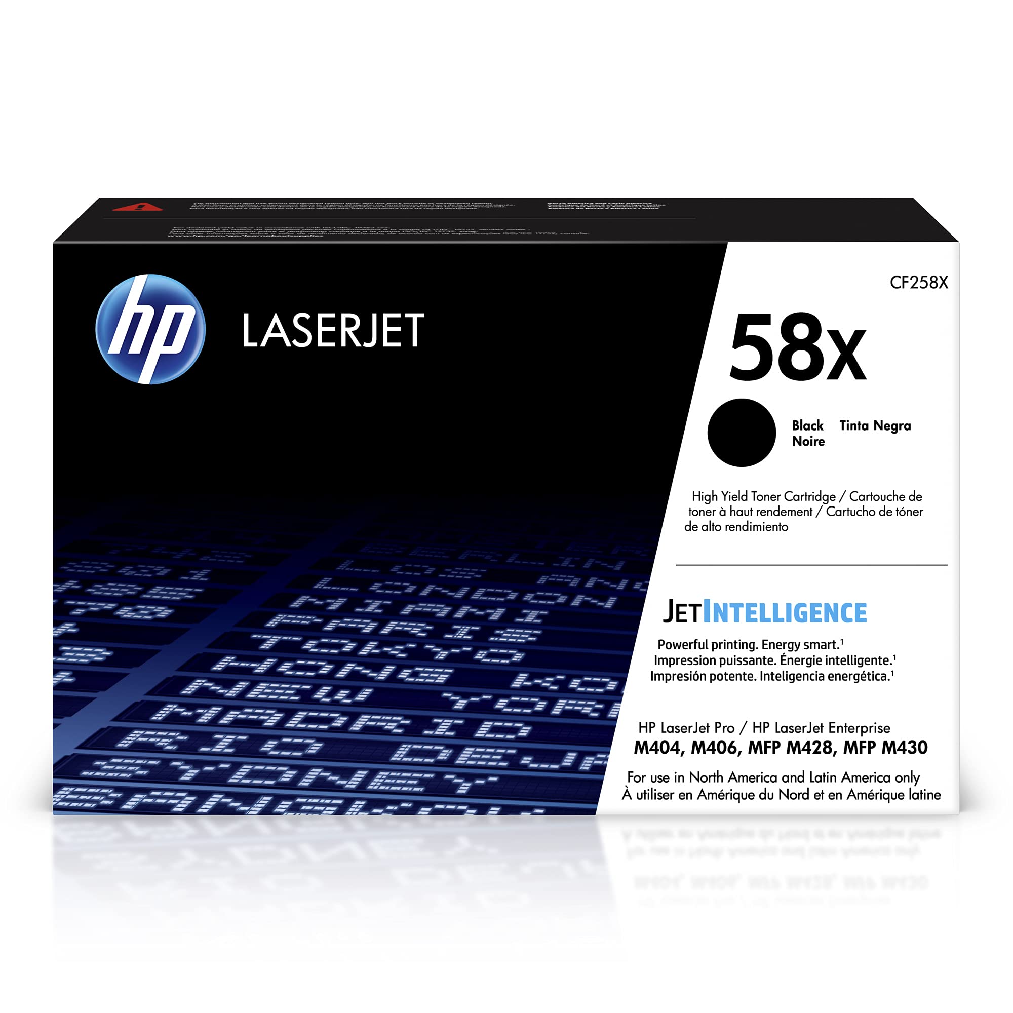 HP 58X Black High-yield Toner Cartridge | Works with HP LaserJet Enterprise M406dn, Enterprise MFP M430f, Pro M404 Series, M428 Series | CF258X