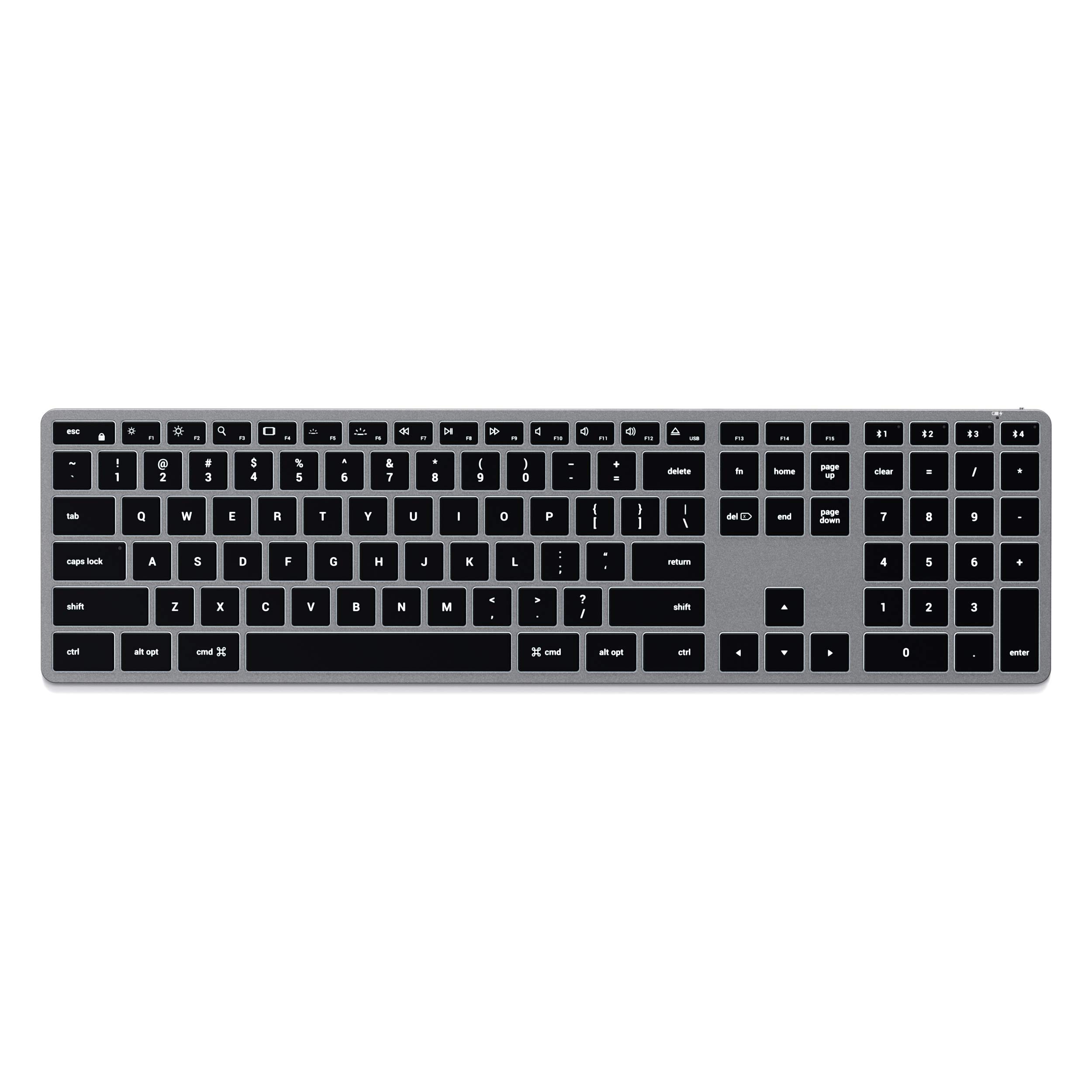 Satechi Slim X3 Bluetooth Backlit Keyboard for Mac, Illuminated Keys & Multi-Device Sync, for MacBook Air/Pro M4, iPad Air/Pro M4, iPad/iPad mini, Mac mini, iMac - Space Gray