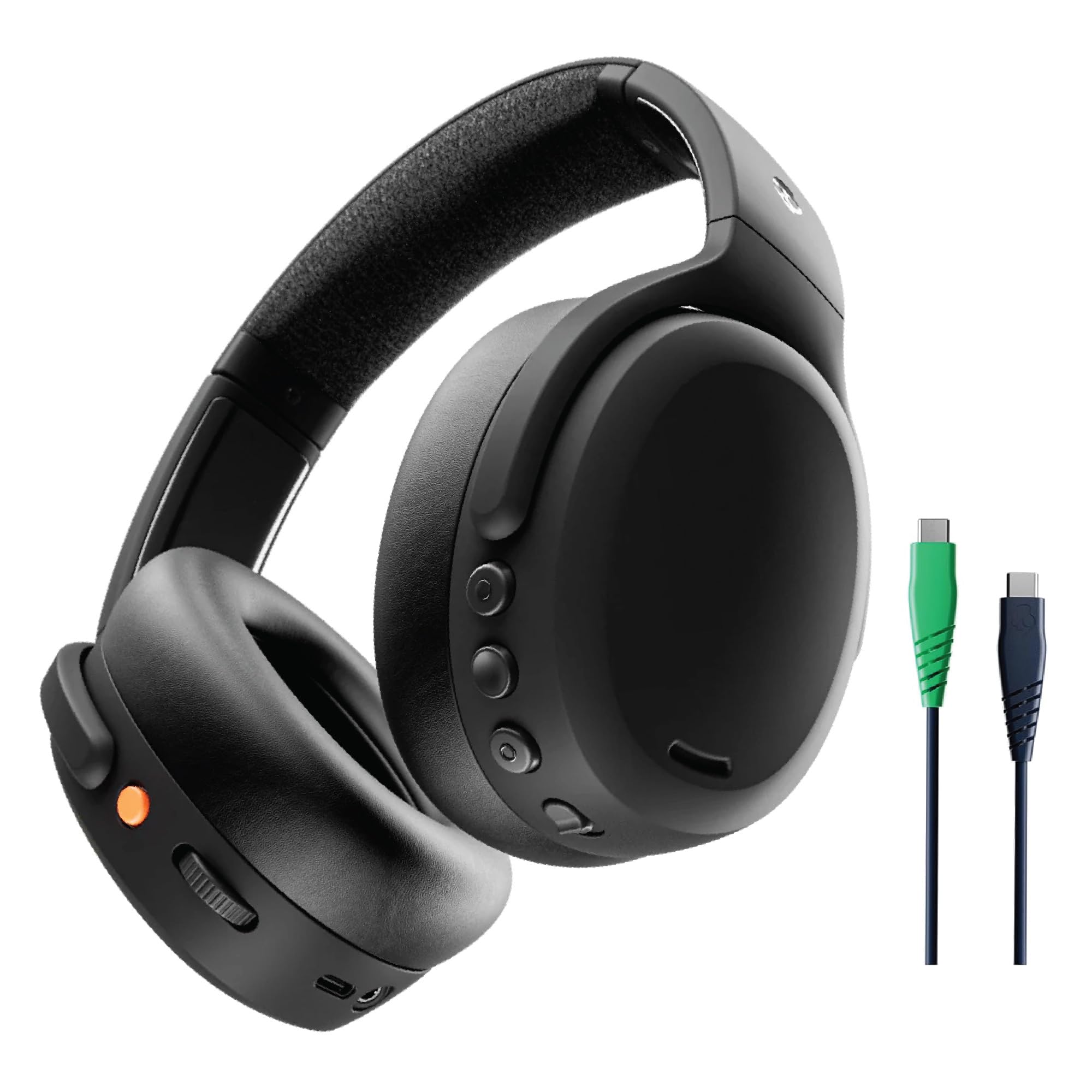 Skullcandy Crusher ANC 2 Wireless Over-Ear Bluetooth Headphones with Multi-Sensory Bass and Charging Cable, Active Noise Cancelling, Up to 60 Hours Battery, Microphone for iPhone Android - True Black