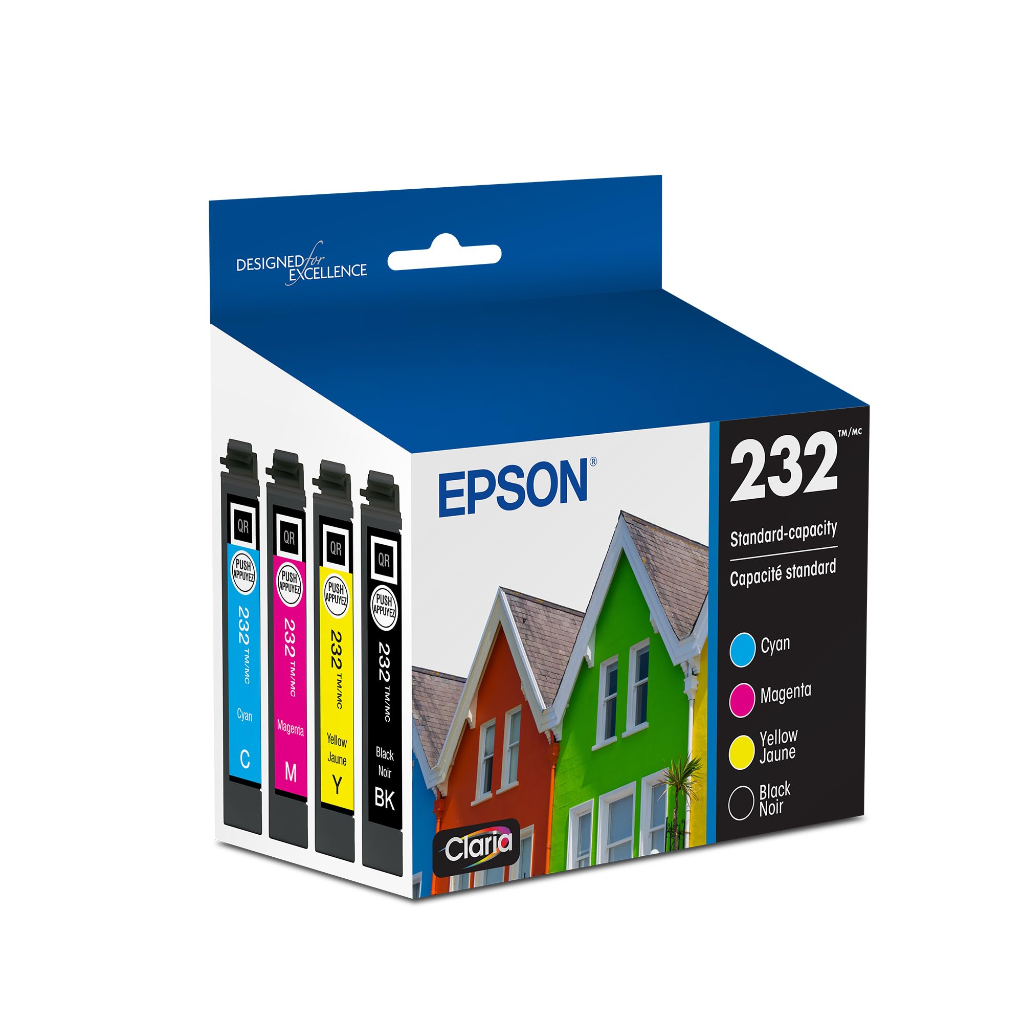 EPSON 232 Claria Ink Standard Capacity Black & Color Cartridge Combo Pack (T232120-BCS) Works with WorkForce WF-2930, WF-2950, Expression XP-4200, XP-4205