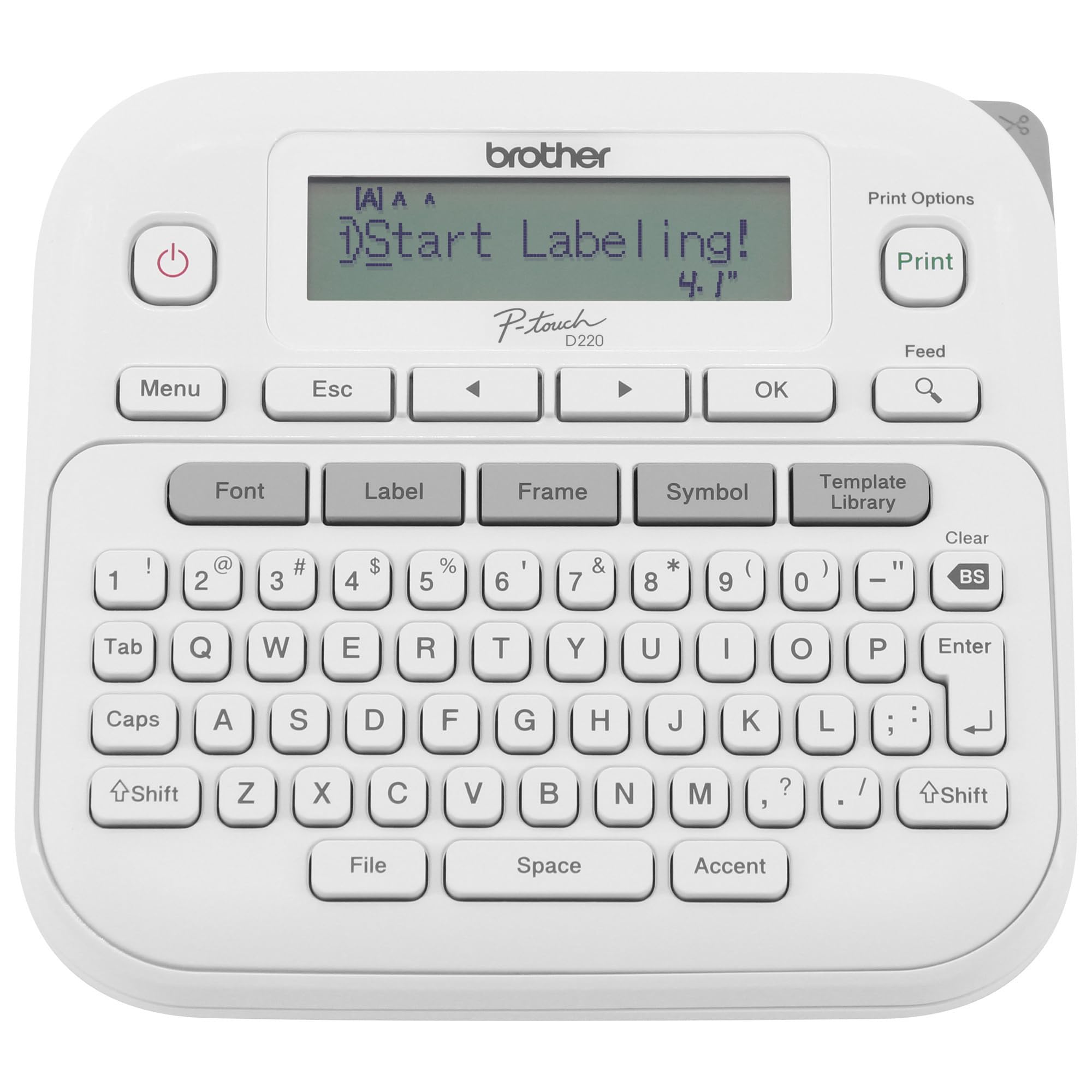 Brother P-Touch PTD220 Home/Office Everyday Label Maker | Prints TZe Label Tapes up to ~1/2 inch White