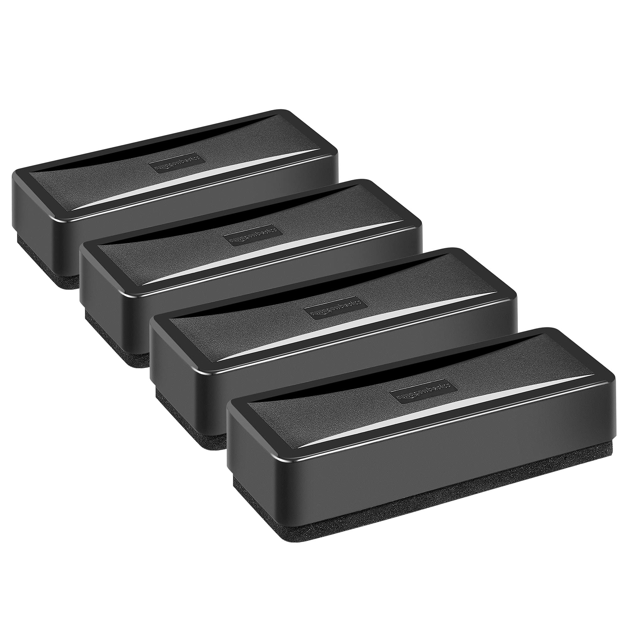 Amazon Basics Dry-Erase Whiteboard Eraser, for School, Office, Home, and Classroom, Black, 4-Pack,