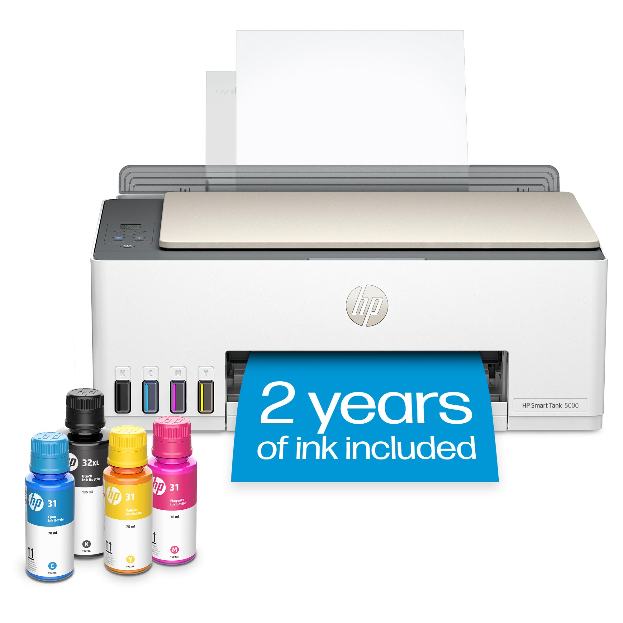 HP Smart Tank 5000 Wireless All-in-One Ink Tank Printer with up to 2 years of ink included, mobile print, scan, copy