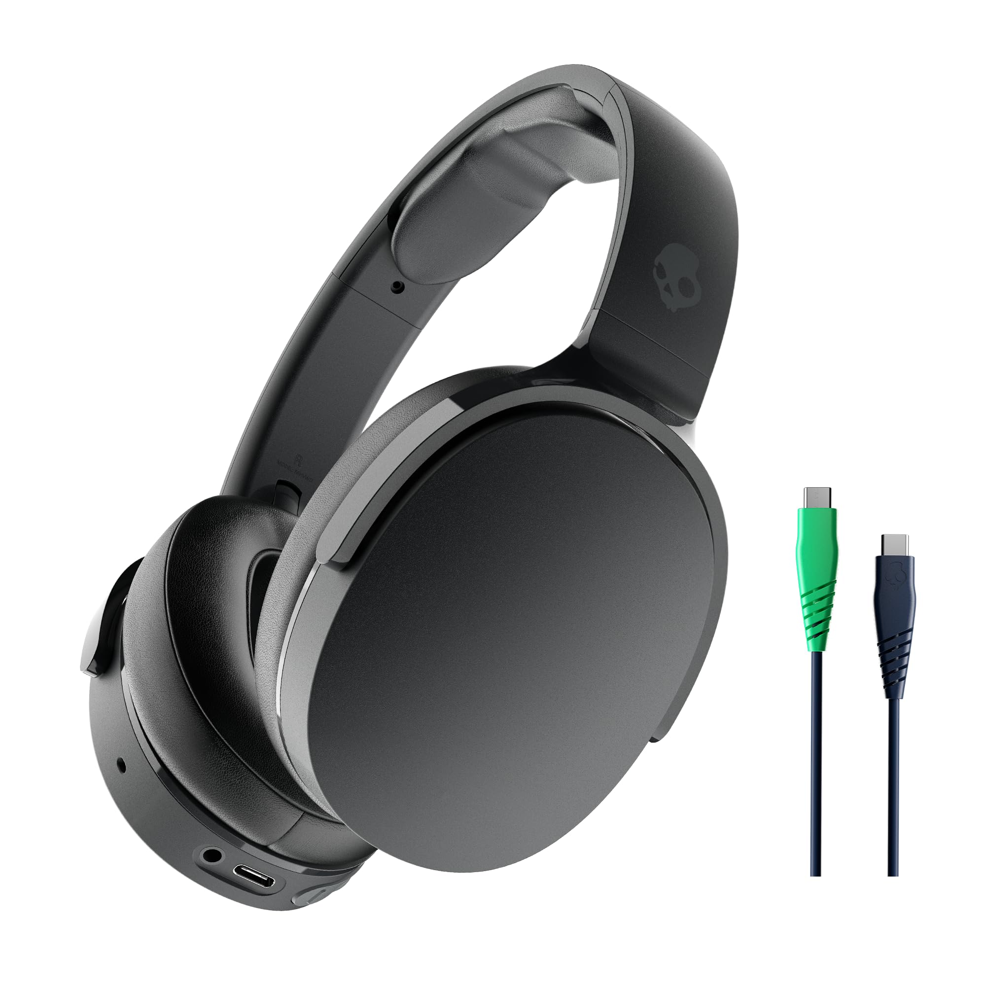 Skullcandy Hesh Evo Wireless Over-Ear Bluetooth Headphones with Charging Cable, Noise Isolating, Up to 36 Hours Battery, Foldable Lightweight Design, Microphone for iPhone Android - True Black