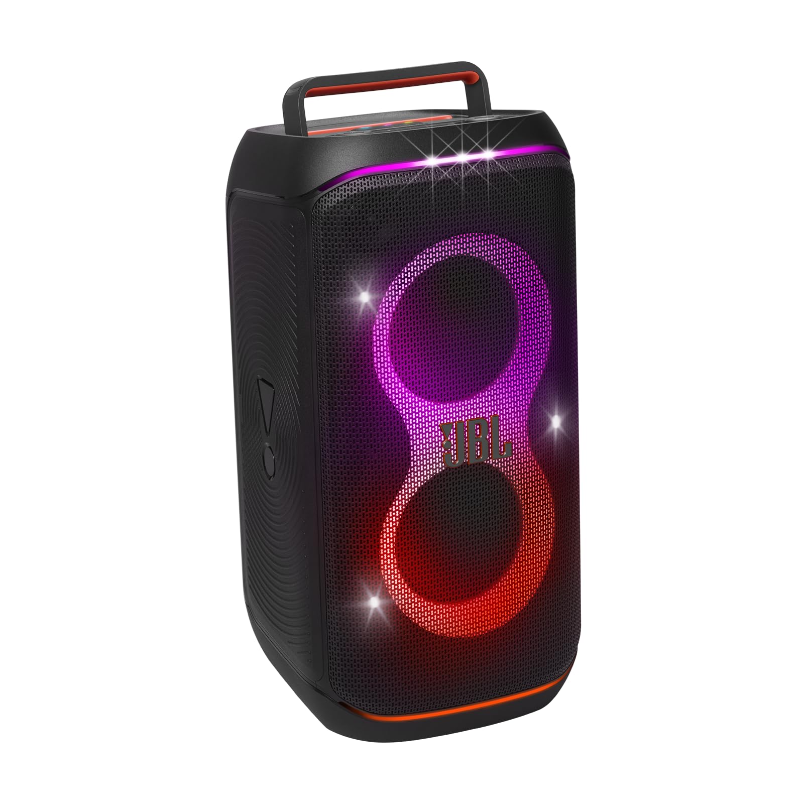 JBL PartyBox Club 120 - Portable Party Speaker with Foldable Handle, Powerful JBL Pro Sound, Futuristic lightshow, Up to 12 Hours of Play time, Splash Proof, Dual Mic & Guitar Inputs (Black)