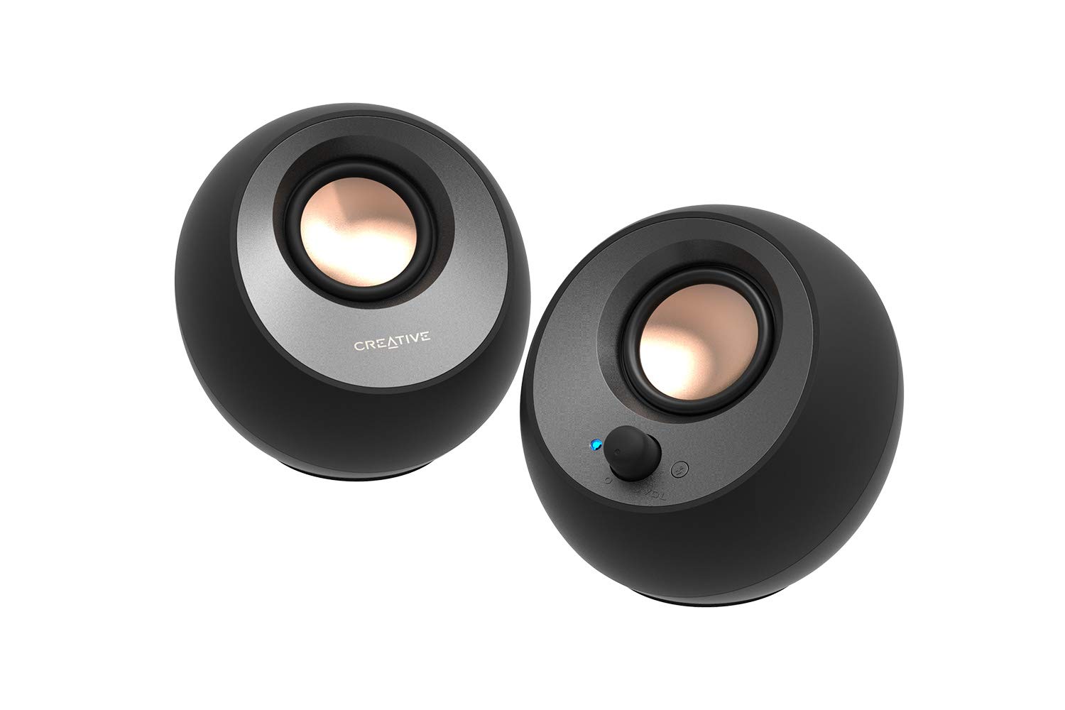 Creative Pebble V3 Minimalistic 2.0 Desktop Speakers With USB-C Audio, Clear Dialog Enhancement, Bluetooth 5.0, 8W RMS, 16W Peak Power, USB-A Converter (Black)