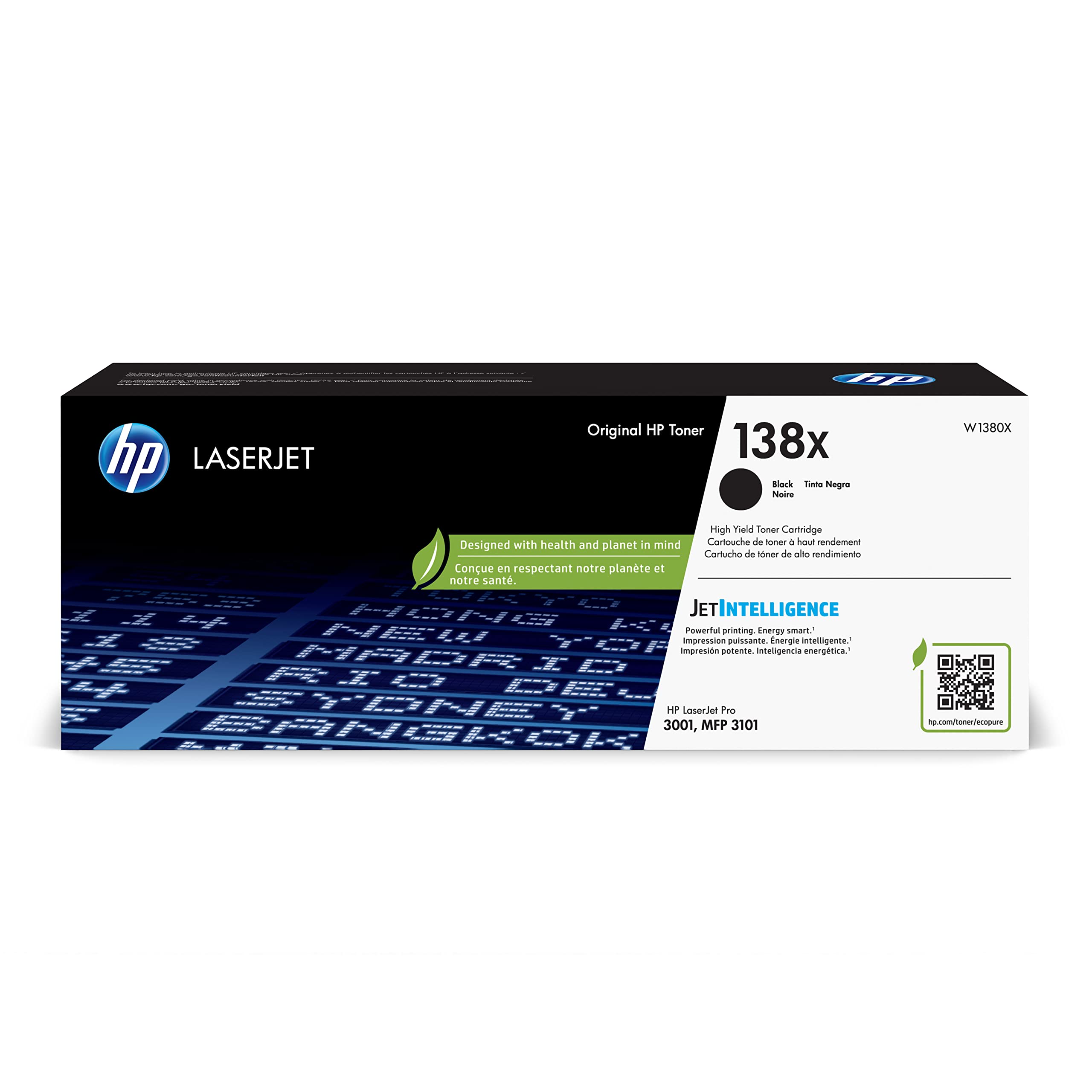 HP 138X Black High-Yield Toner Cartridge | Works Laserjet Pro 3001 Series, Laserjet Pro MFP 3101 Series | W1380X