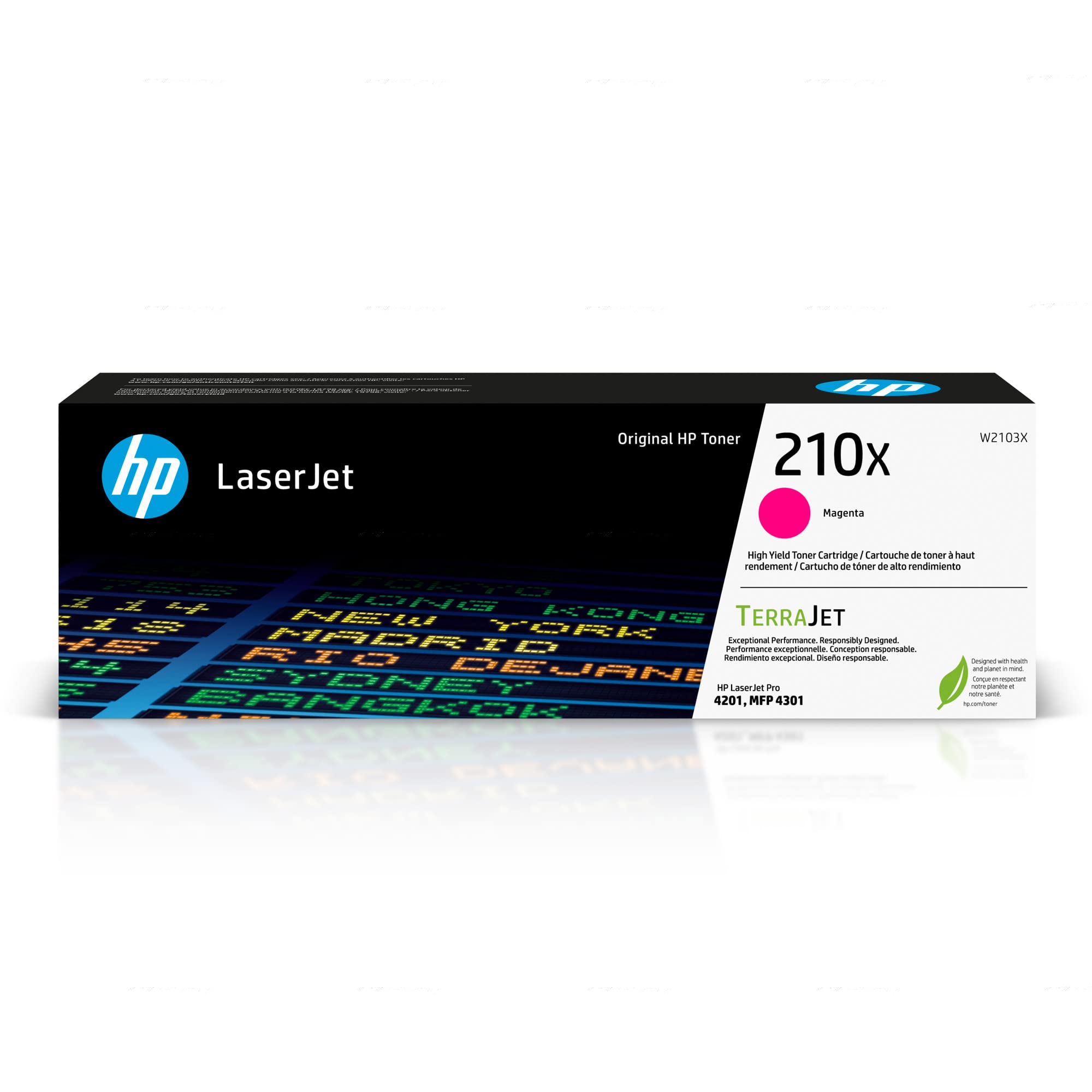 HP 210X Magenta High-Yield Toner Cartridge | Works Color Laserjet Pro 4201, Color Laserjet Pro MFP 4301 Series | W2103X