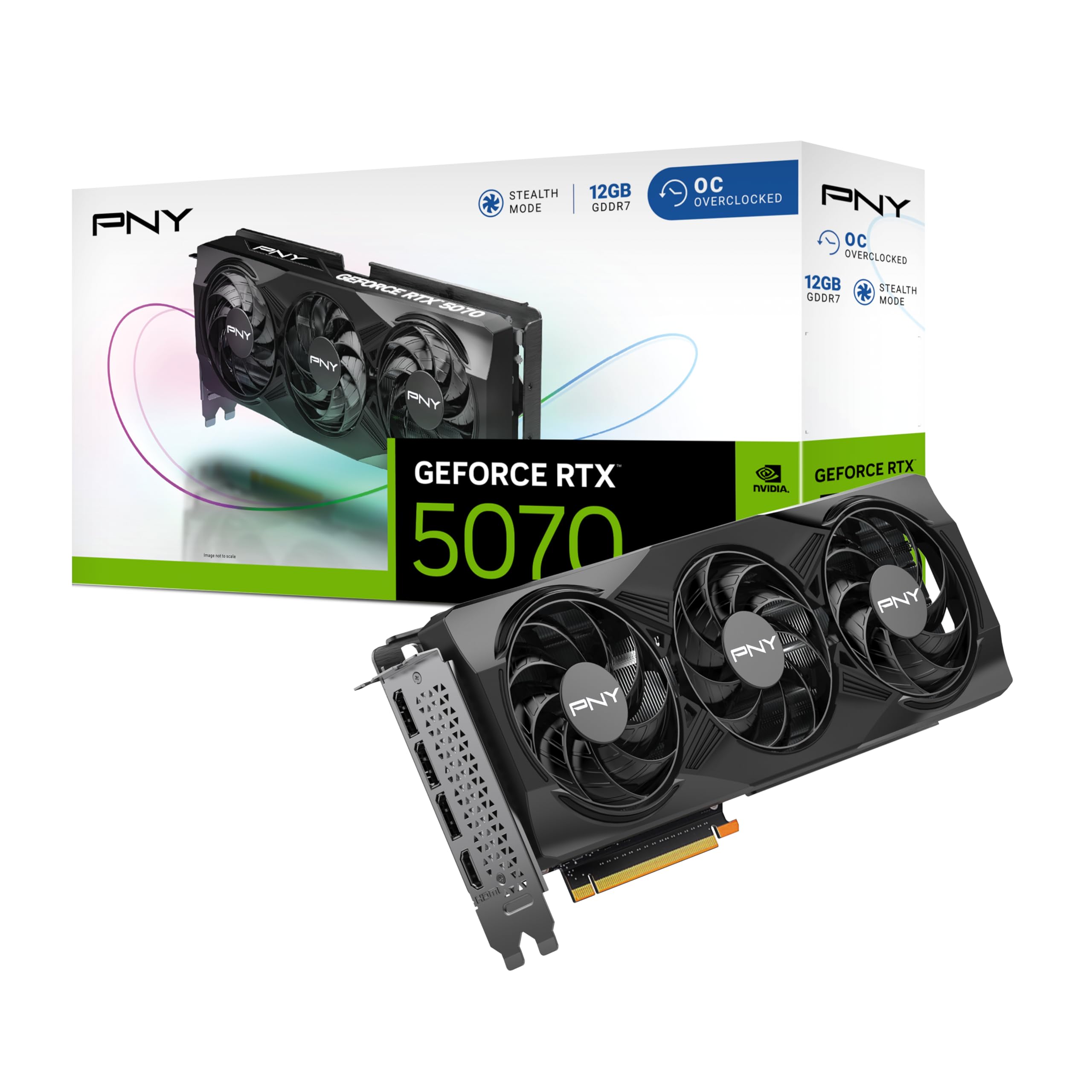 PNY NVIDIA GeForce RTX™ 5070 12GB Overclocked Triple Fan Graphics Card (DLSS 4, PCIe® 5.0, HDMI®/DP 2.1, 2.4-Slot)