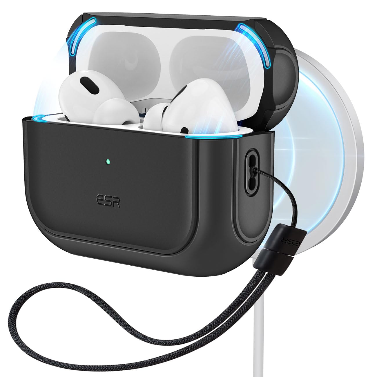 ESR for AirPods Pro 2 Case, Compatible with Airpods Pro Case 2nd / 1st Generation (2023/2022/2019), Compatible with MagSafe, Full Drop Protection Cover with Lanyard, Black