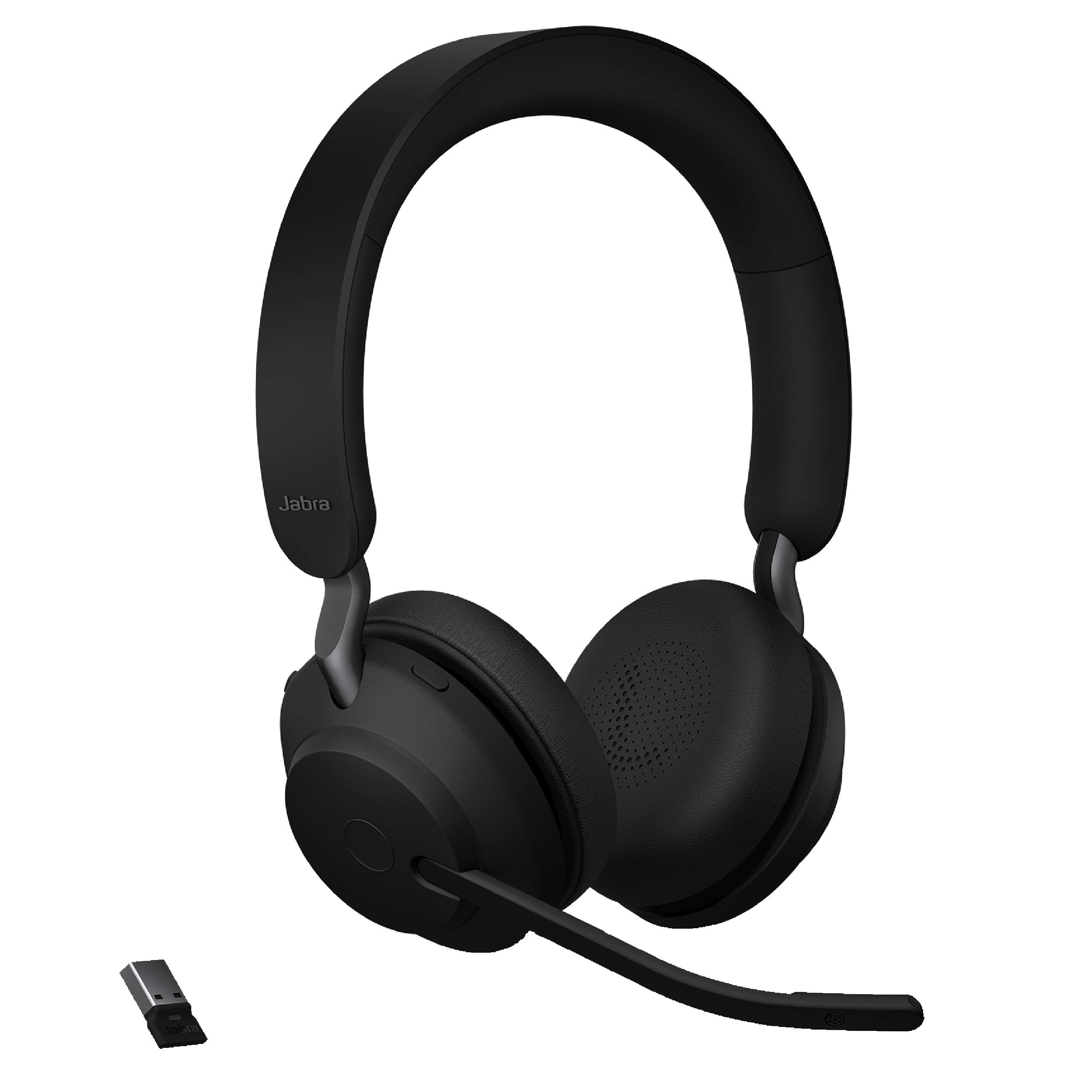 Jabra Evolve2 65 MS Wireless Headphones with Link380a, Stereo, Black – Wireless Bluetooth Headset for Calls and Music, 37 Hours of Battery Life, Passive Noise Cancelling Headphones