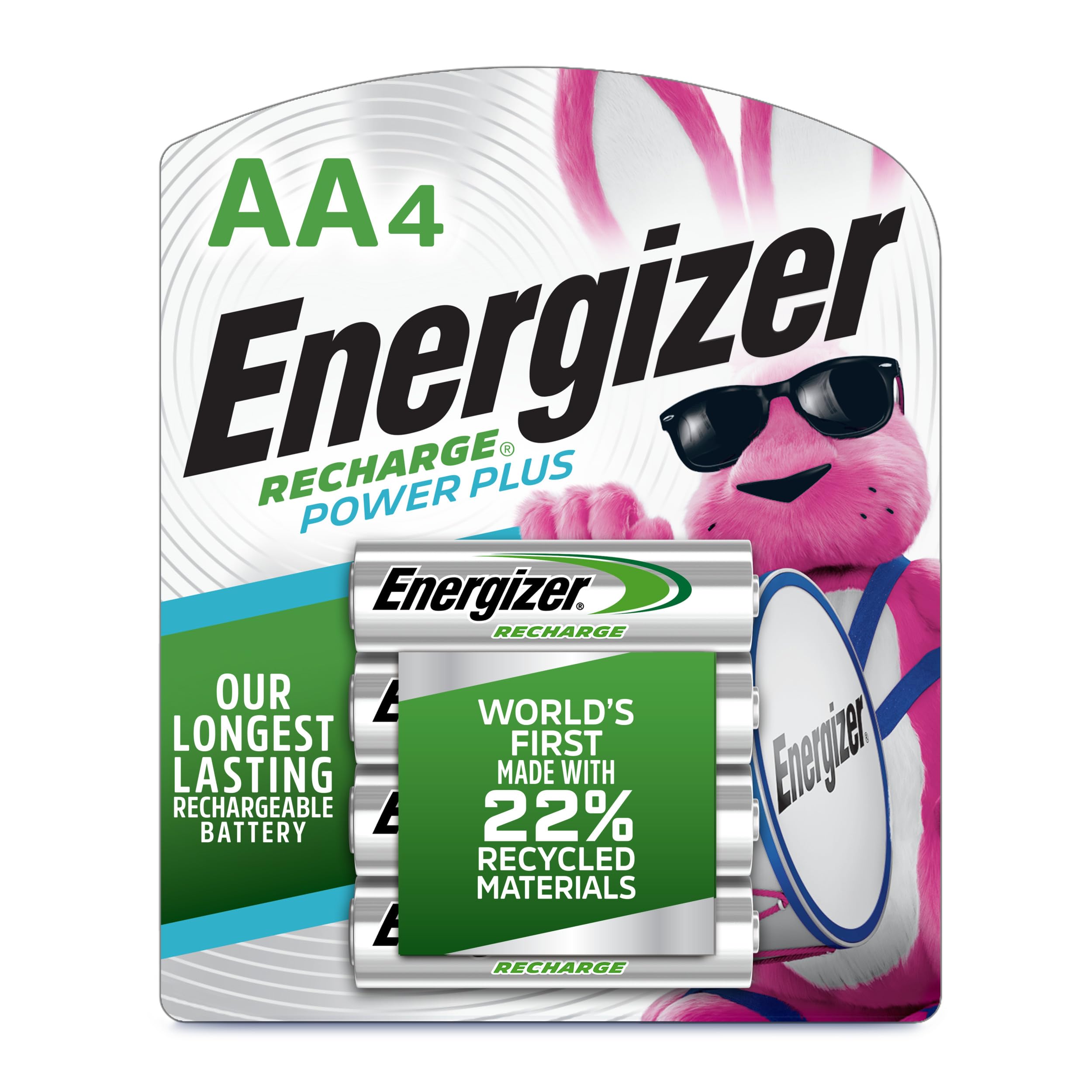 Energizer Power Plus Rechargeable AA Batteries (4 Pack), Double A Batteries