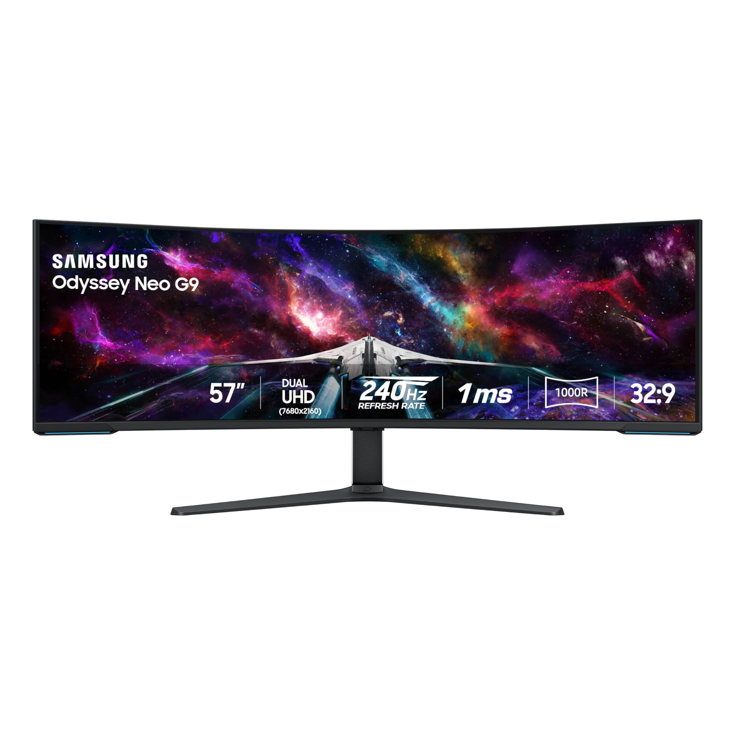 Samsung 57" Odyssey Neo G9 (G95NC) Series Dual 4K UHD 1000R Curved Gaming Monitor, 240Hz, 1ms with DisplayPort 2.1, Quantum Mini-LED, DisplayHDR 1000, AMD FreeSync Premium Pro, LS57CG952NNXZA