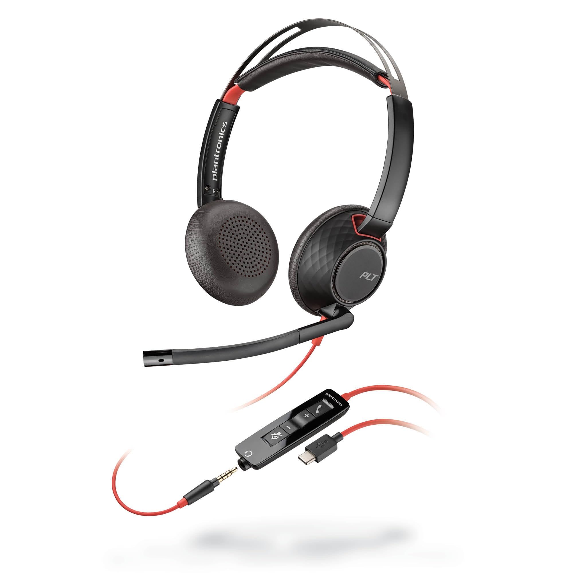 Poly Blackwire 5220 Wired Headset (Plantronics) Flexible Noise-Canceling Boom Mic Ergonomic Design - PC/Mac, Mobile via USB-C, USB-A, 3.5mm - Works w/Teams, Zoom - Amazon Exclusive (9P7X6AA)