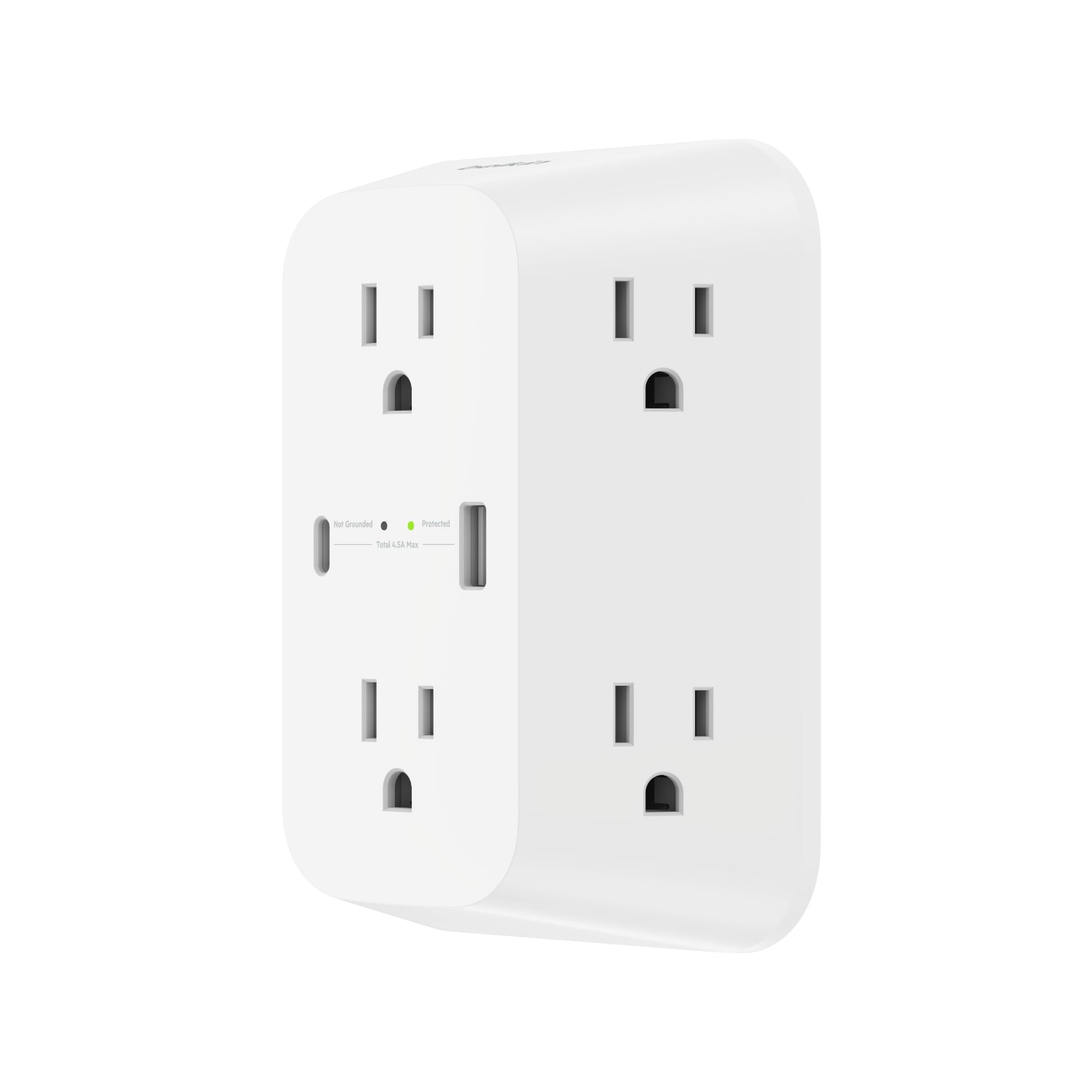 Belkin 6-Outlet Surge Protector Power Strip, ETL-listed, Wall-Mountable w/ 6 AC Outlets, Overvoltage Protection, LED Indicator, USB-C & USB-A Ports w/ USB-C PD Fast Charge - 1,680 Joules of Protection