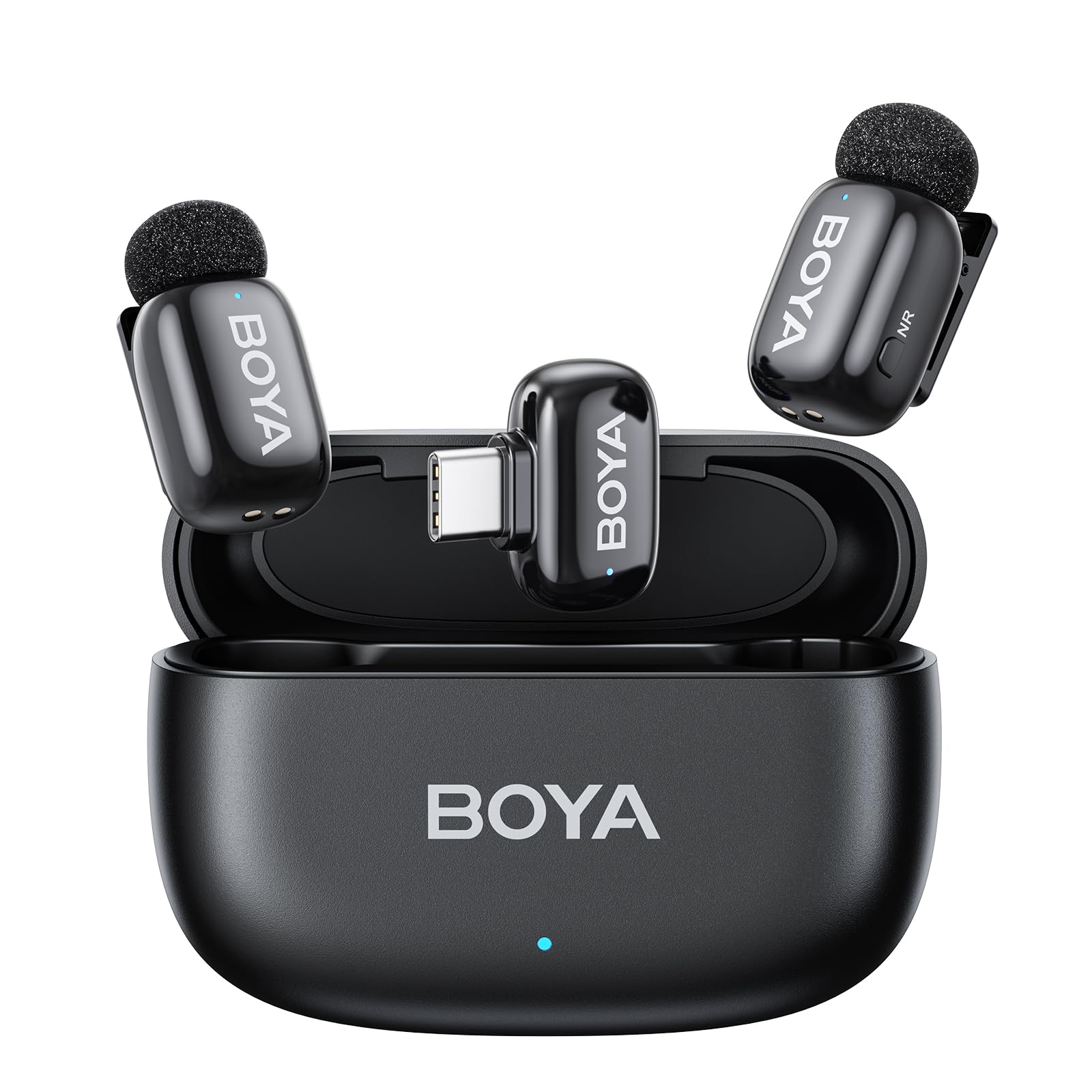 BOYA mini Wireless Lavalier Microphone for Android/Tablets/PC with USB C Plug,Noise Reduction,30H Battery Life with Charging Case,AI Voice Changer,Lapel Microphone Wireless for Video Recording Podcast