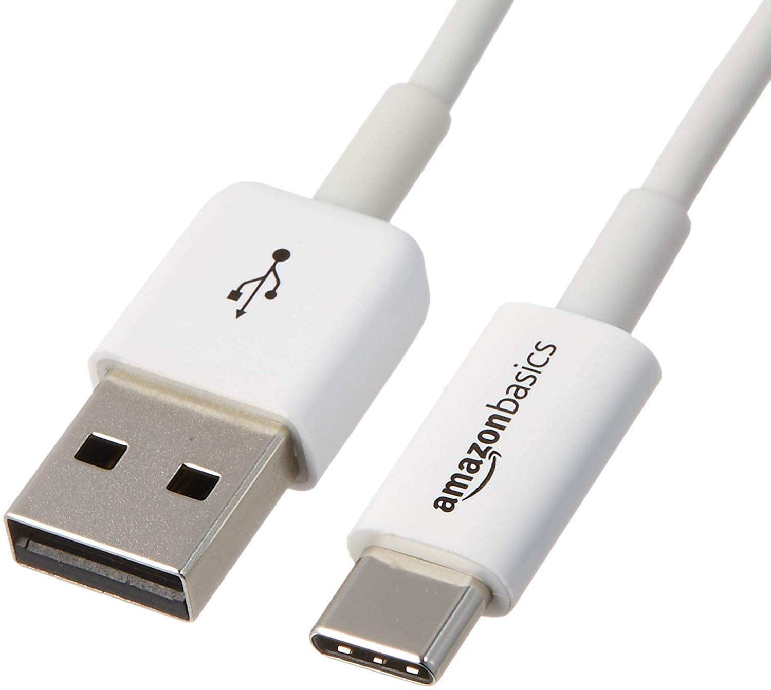 Amazon Basics USB-C to USB-A 2.0 Fast Charger Cable, 480Mbps Speed, USB-IF Certified, for Apple iPhone 16/15, iPad, Samsung Galaxy, Tablets, Laptops, 6 feet, White