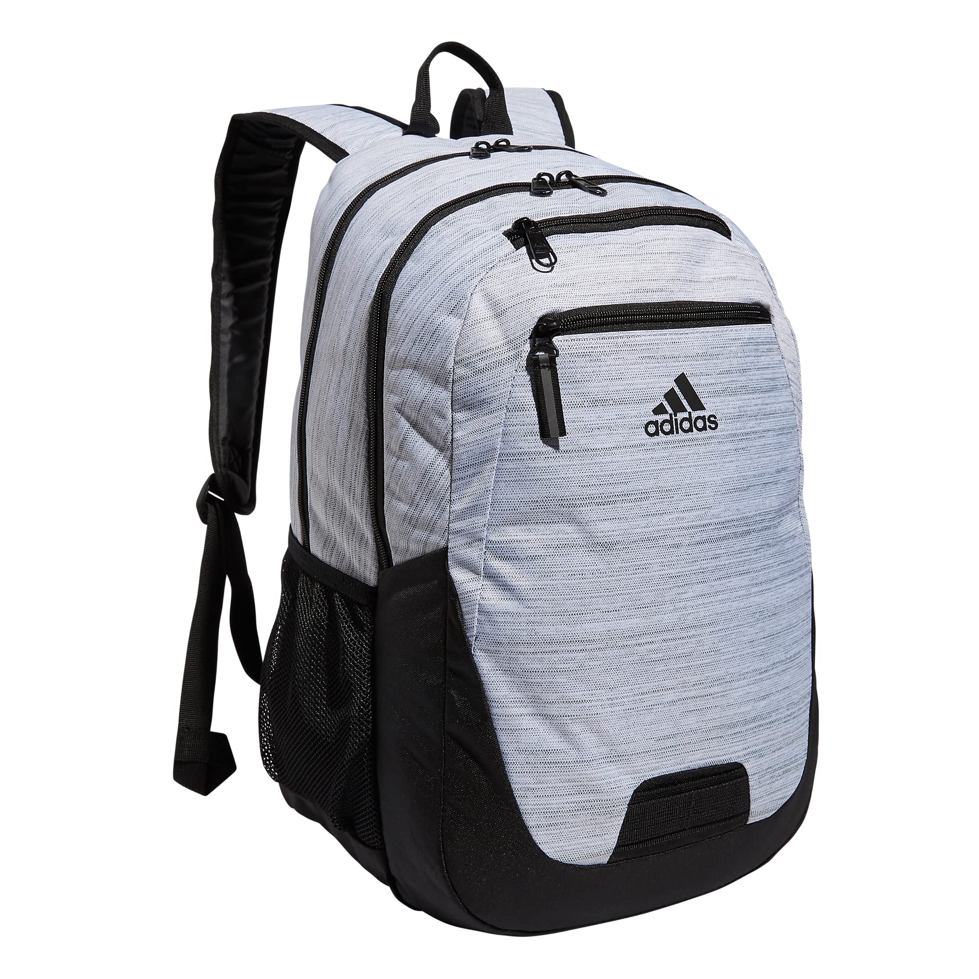 adidas Foundation Backpack for Laptop, Large Durable Athletic Gym Bag, Two Tone White/Black, One Size