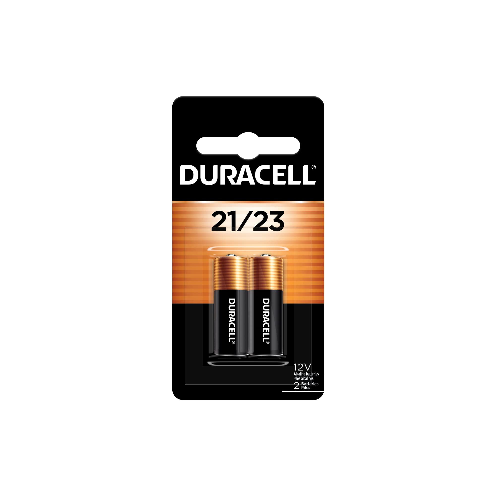 Duracell 21/23 12V Battery, 2 Count (Pack of 1), 21/23 12 Volt Alkaline Batteries, Long-Lasting for Key Fobs, Garage Door Openers, Alarm Sensors, and More