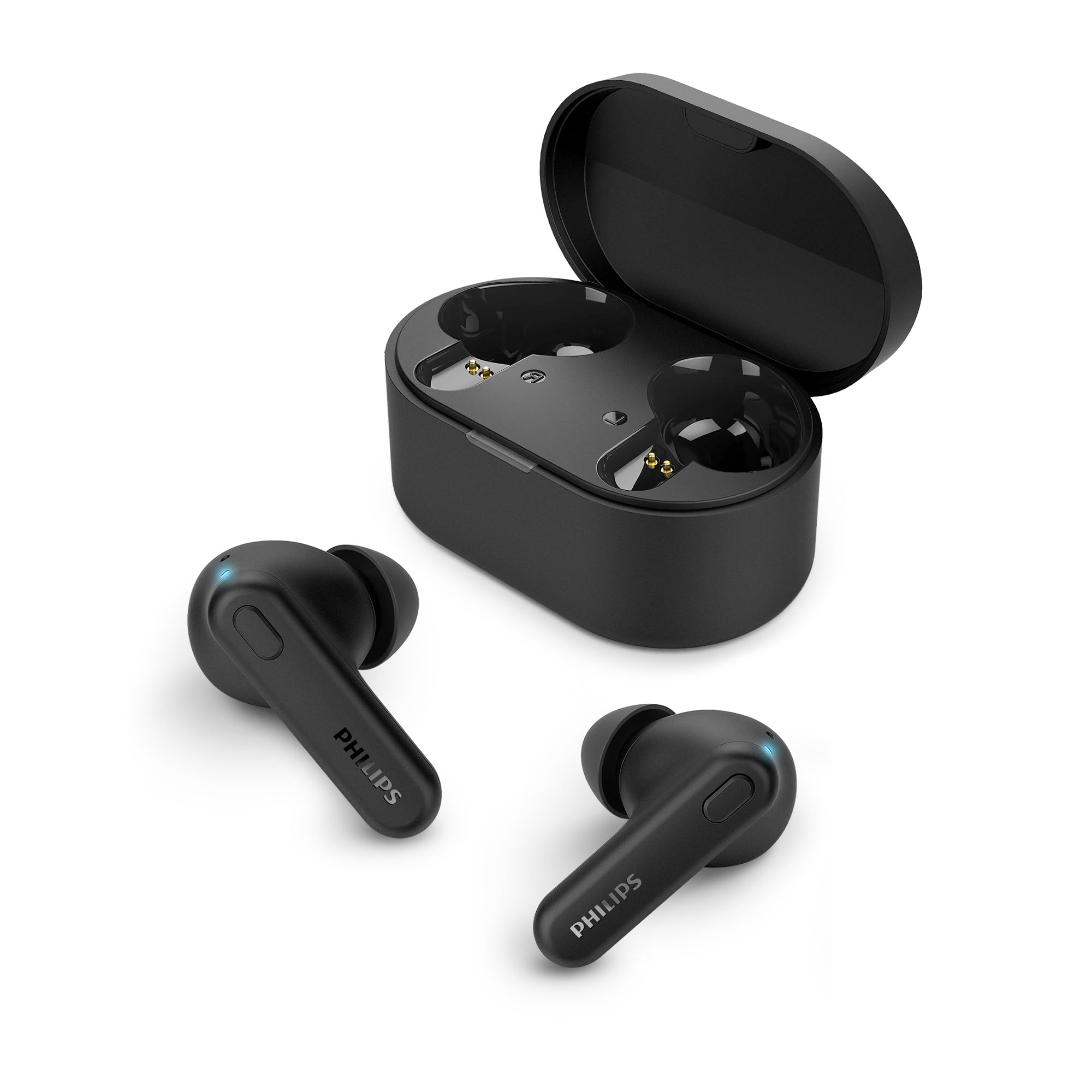 PHILIPS TAT1108 Wireless Earbuds,True Wireless Headphones,Powerful Bass with 6 mm Driver,Clear Call with AI Mic,15-Hour Battery Life,Bluetooth v5.3,IPX4 Rating,Ergonomic Design for Comfort,Black