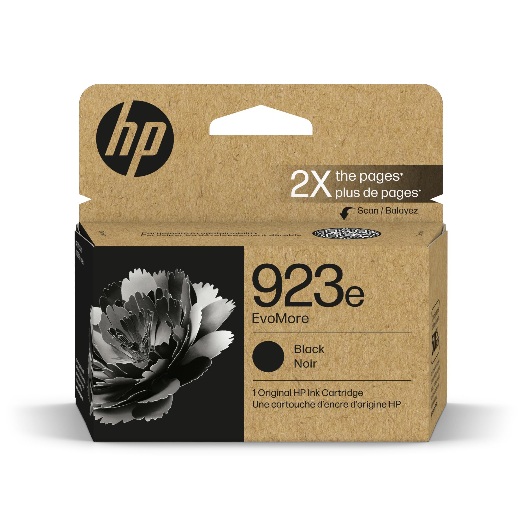 HP 923e Black EvoMore Ink Cartridge Printers | Works with Printer Series: OfficeJet 8120, OfficeJet Pro 8130 | Carbon Neutral | 4K0T7LN