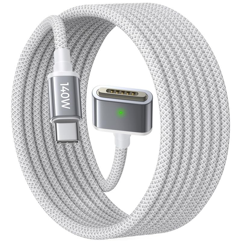 LISEN USB-C to Magnetic 3 Cable (6.6FT) for M4 MacBook Air Pro Charger, 140W Magnetic Safe 3 Cable for MacBook Air (15''/13'' M4 2025, M3 2024, M2 2023, M2 2022), Pro (16"/14" 2024/2023/2021)