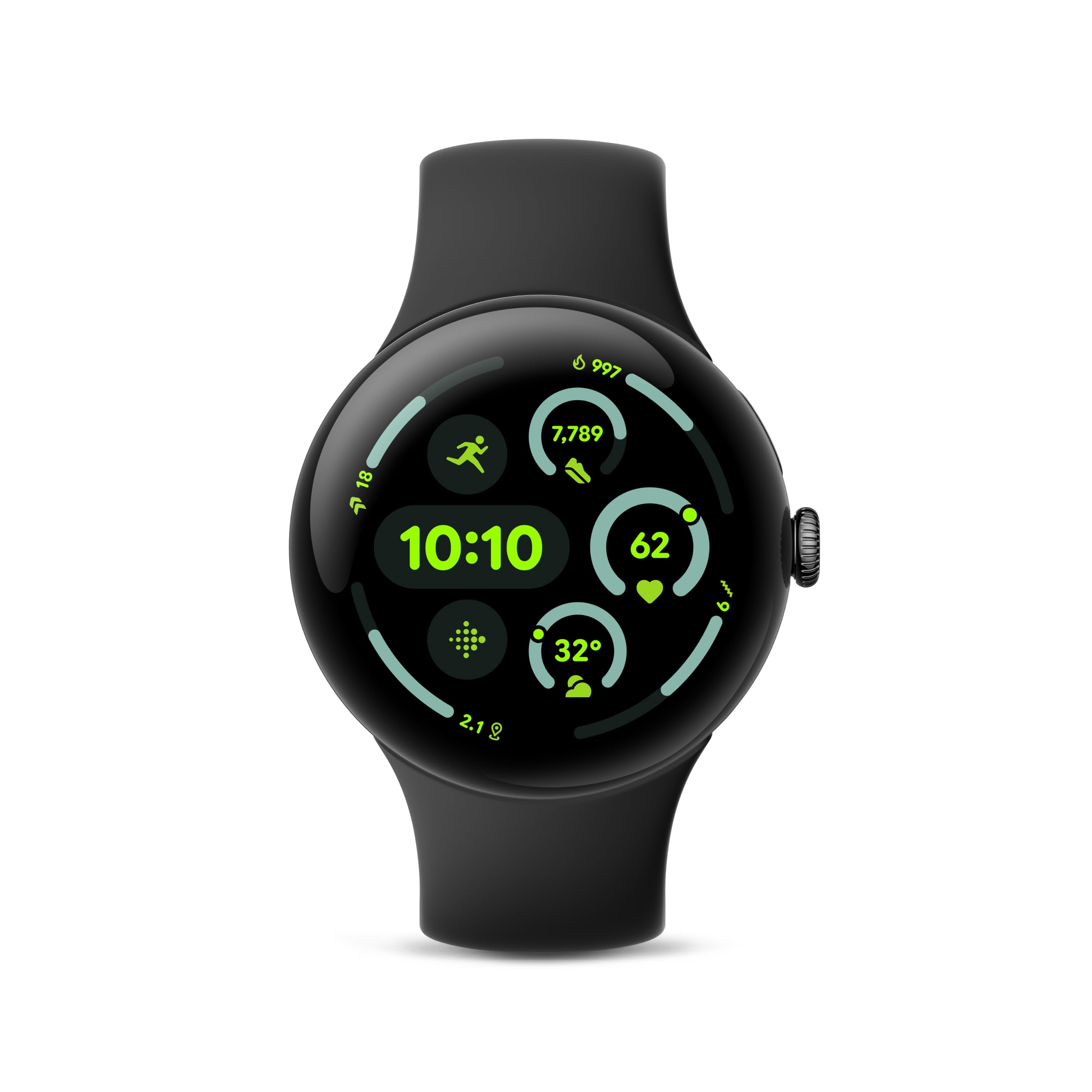 Google Pixel Watch 3 (45mm) 2024 Model - Android Smartwatch, Heart Rate Tracking, Fitbit Advanced Running, Fitness Insights, 24-Hour Battery - Matte Black Aluminum Case - Obsidian Band - Wi-Fi
