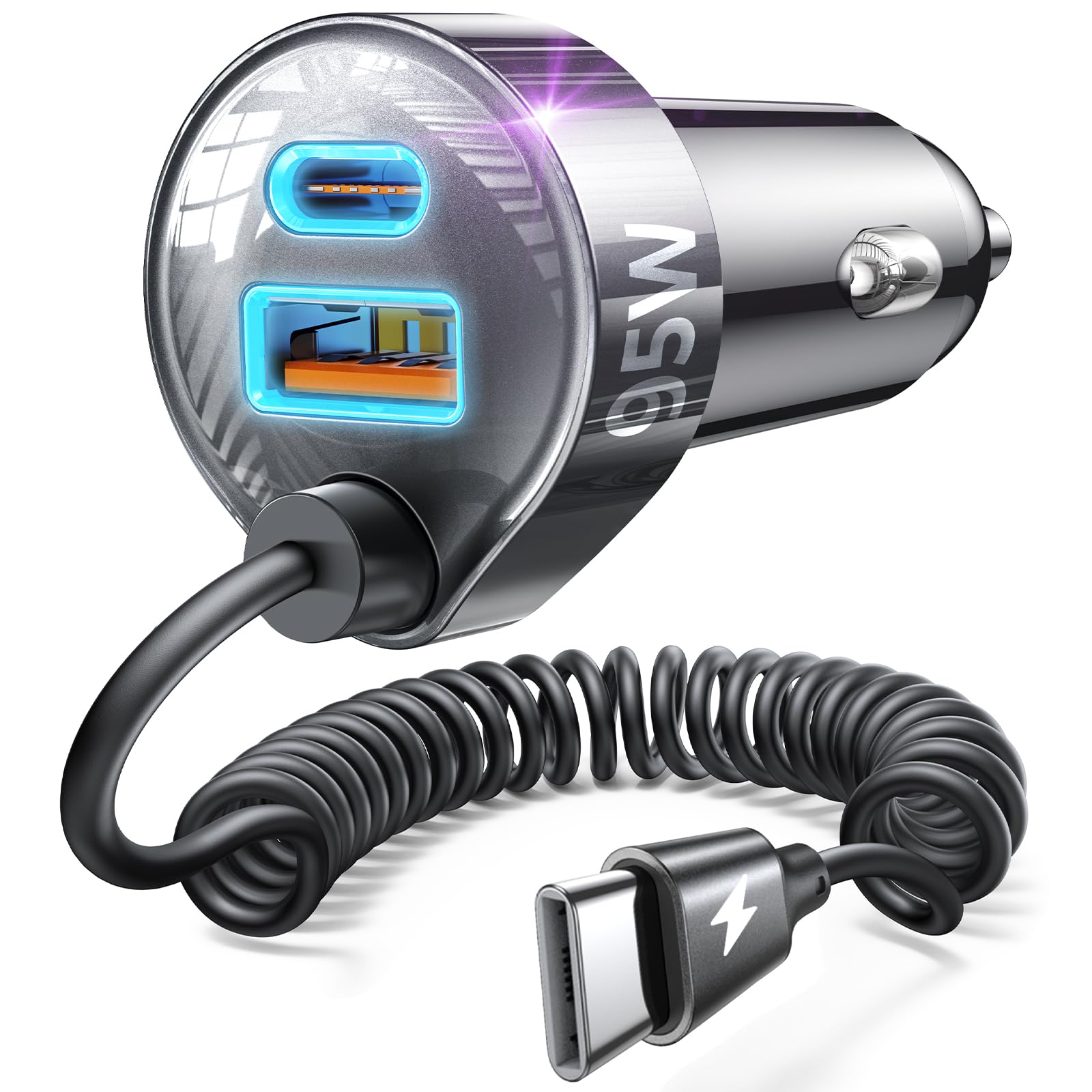 LISEN 95W iPhone 16 15 Pro Max Car Charger USB C Fast Charging,Super Fast Type C Car Charger Adapter 12V Dual Port Fit 17 iPhone 16e 15 Pro Max Plus Air,Pixel 10 Pro, Samsung Galaxy S25/24,Android