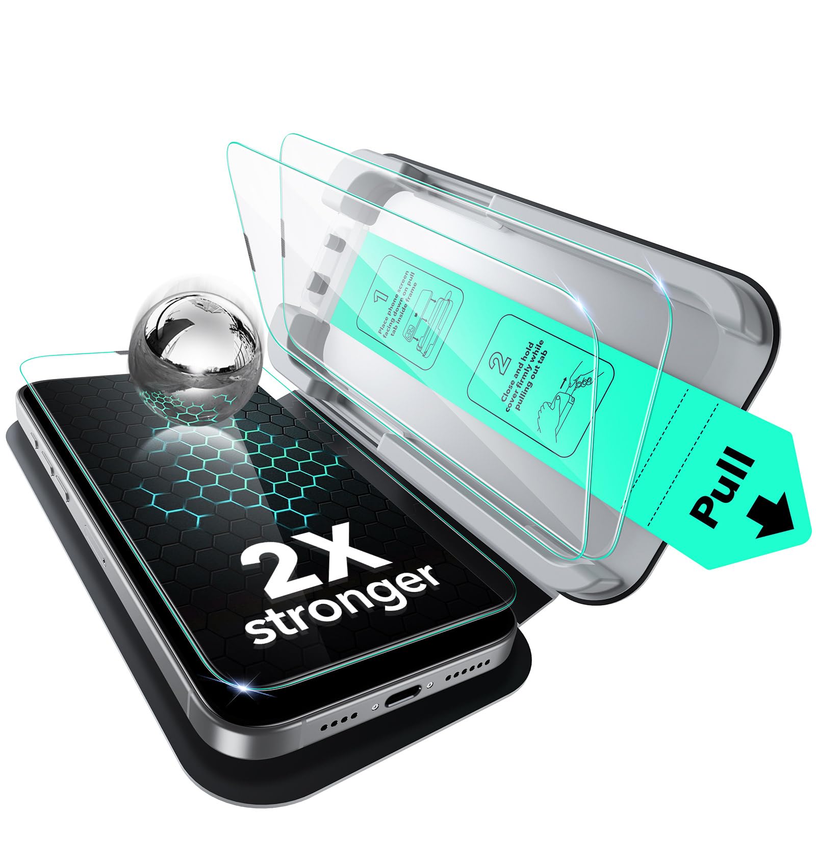 ESR 3 Pack for iPhone 16e/ iPhone 14/ iPhone 13/13 Pro Screen Protector, Military Grade Shatterproof, 9H Hardness, Tempered Glass with UltraFit Tray
