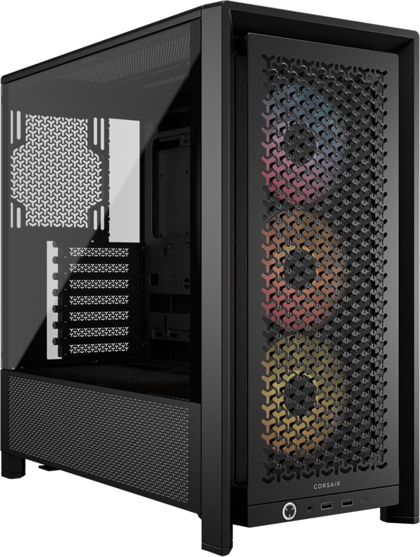 CORSAIR 4000D RS ARGB Frame Modular Mid-Tower ATX PC Case – High Airflow, 3X Pre-Installed RS ARGB Fans, InfiniRail™ Fan Mounting System, ASUS BTF, MSI Project Zero, Gigabyte Project Stealth – Black
