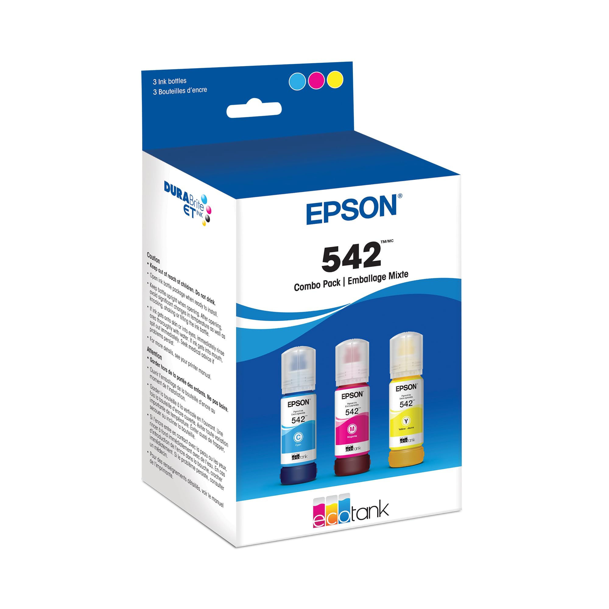 EPSON 542 EcoTank Ink Ultra-high Capacity Bottle Color Combo Pack (T542520-S) Works with EcoTank Pro ET-5150, ET-5170, ET-5180, ET-5800, ET-5850, ET-5880, ET-16600, ET-16650