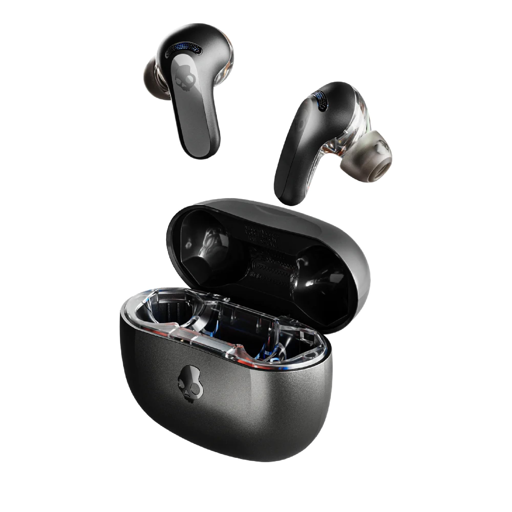 Skullcandy Rail ANC Wireless Earbuds, Bluetooth Headphones, Active Noise Cancelling, Up to 38 Hours Battery, Microphone for iPhone Android, Customizable via Skull-iQ App - True Black