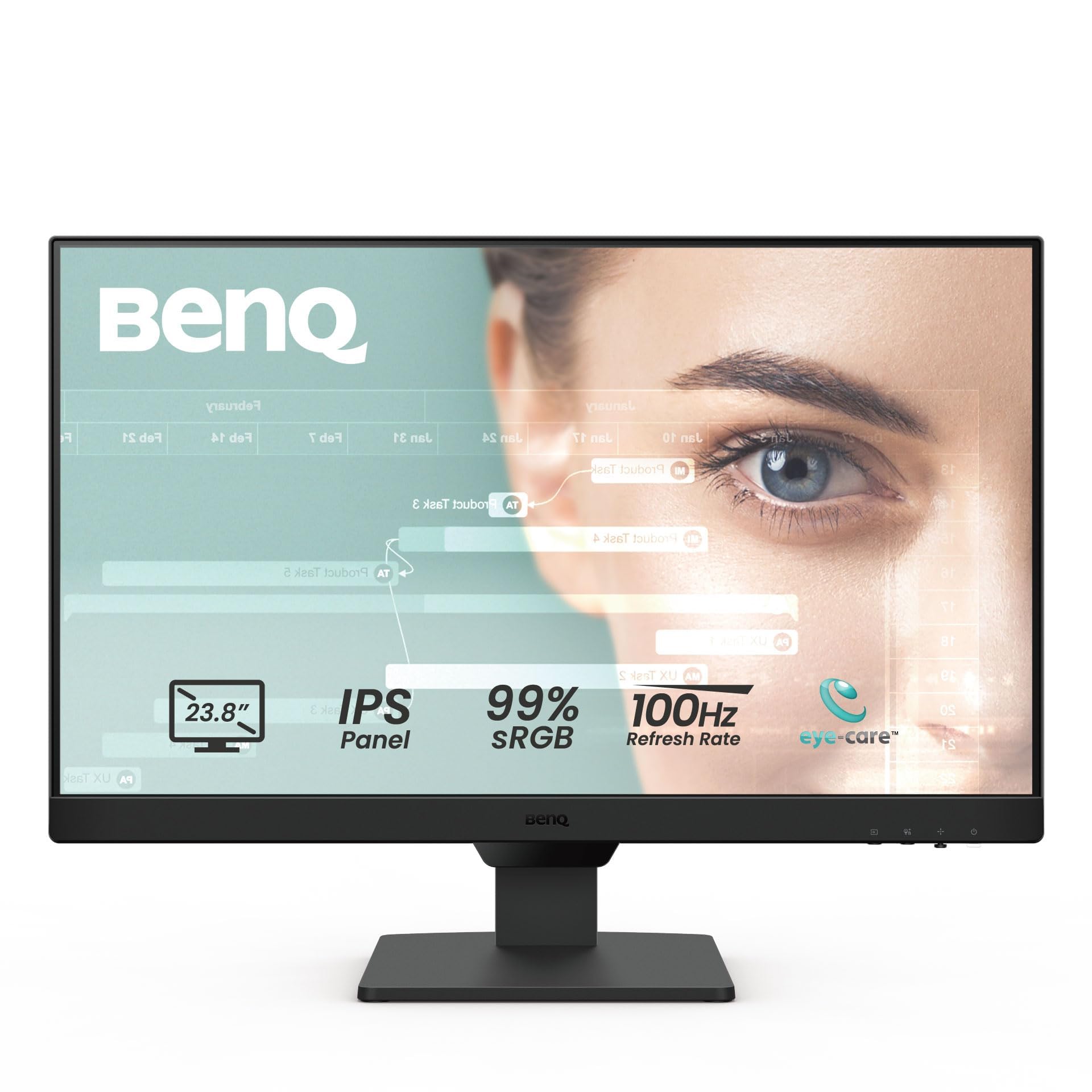 BenQ GW2490 24" Computer Monitor 100Hz FHD 1920x1080p IPS Eye-Care Tech VESA Mount Thin Bezel Low Blue Light Adaptive Brightness Wall Mount Built-in Speakers DisplayPort HDMI Port2