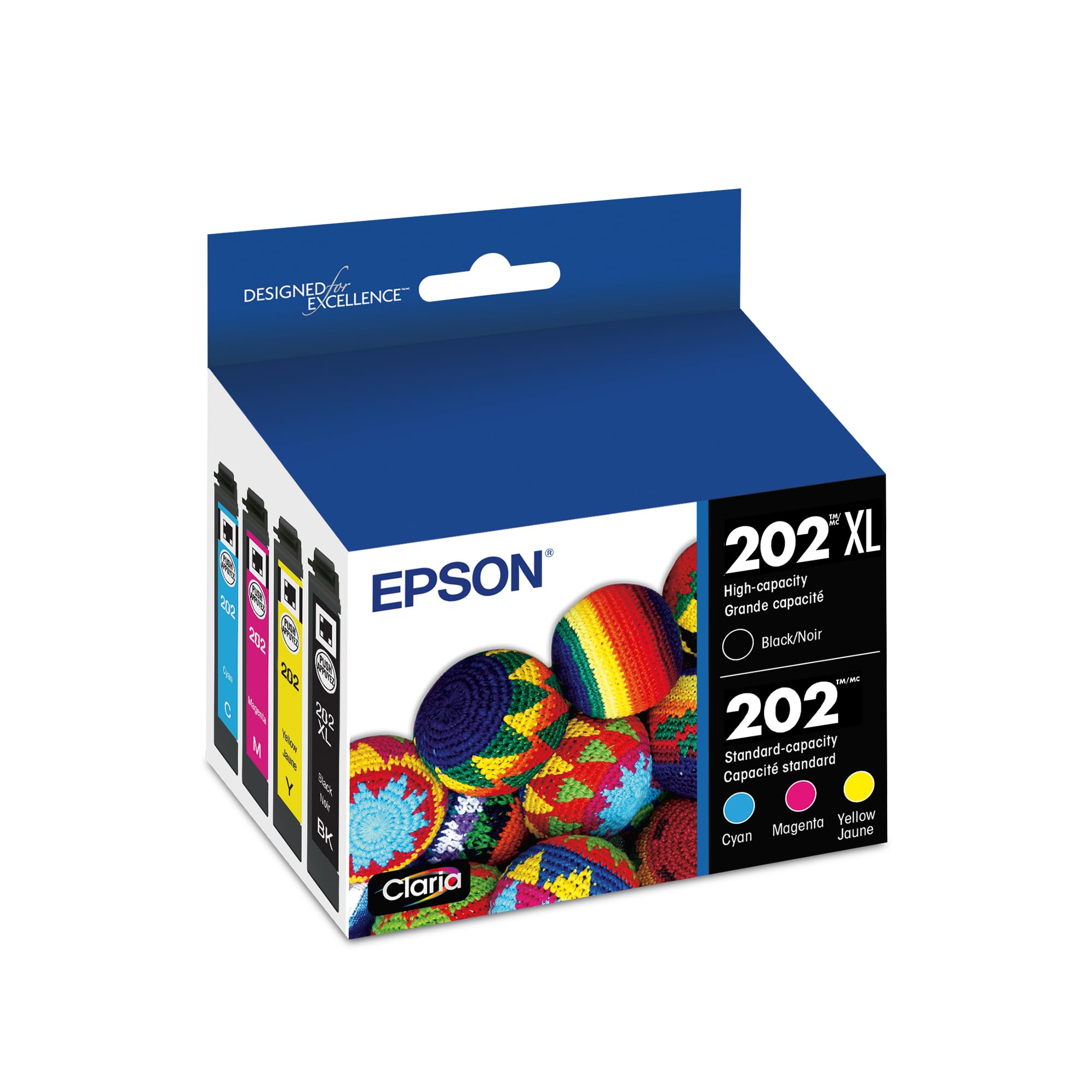 EPSON 202 Claria Ink High Capacity Black & Standard Color Cartridge Combo Pack (T202XL-BCS) Works with WorkForce WF-2860, Expression XP-5100