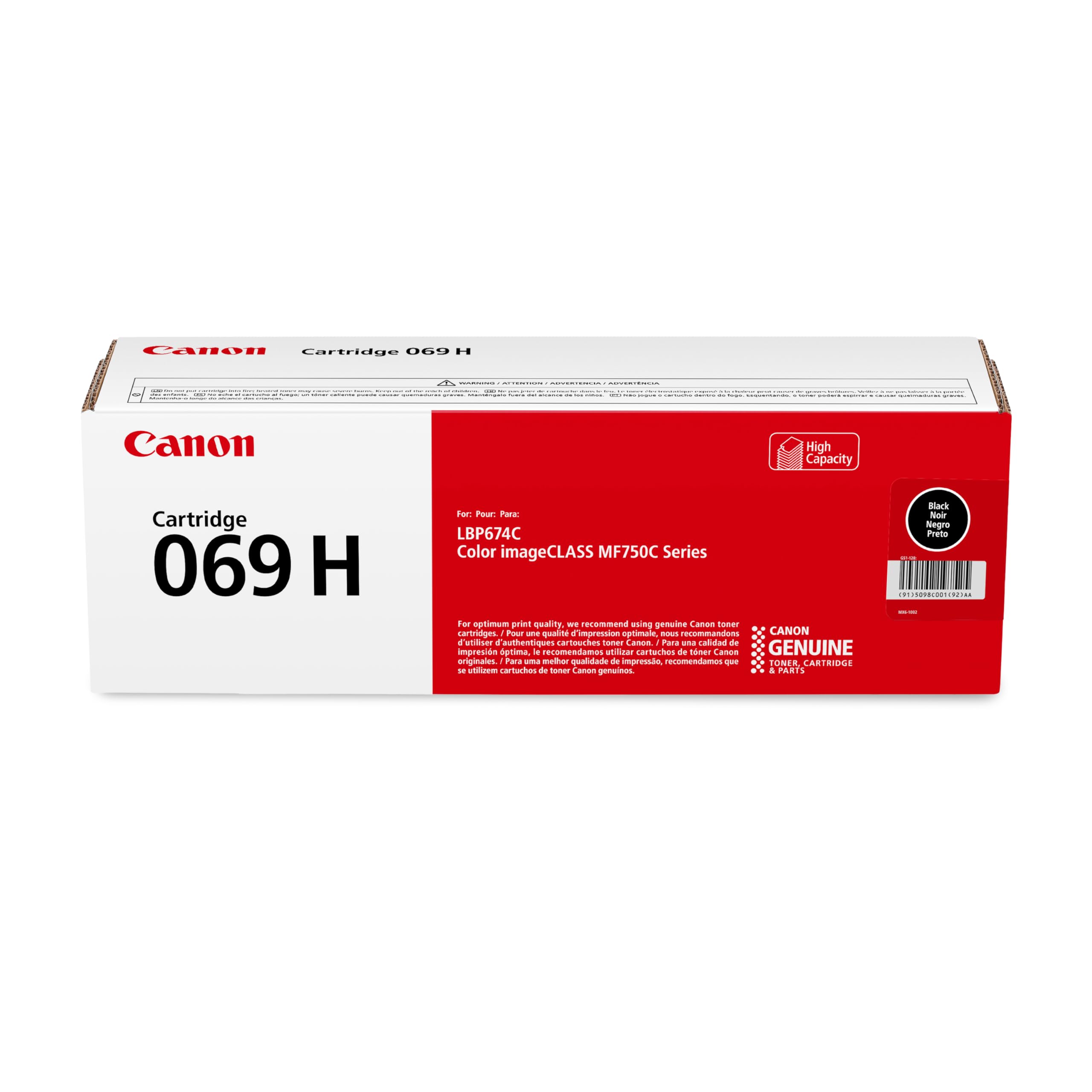 Canon Genuine 069 Black Toner Cartridge High Capacity Compatible with MF753Cdw, MF751Cdw, LBP674Cdw