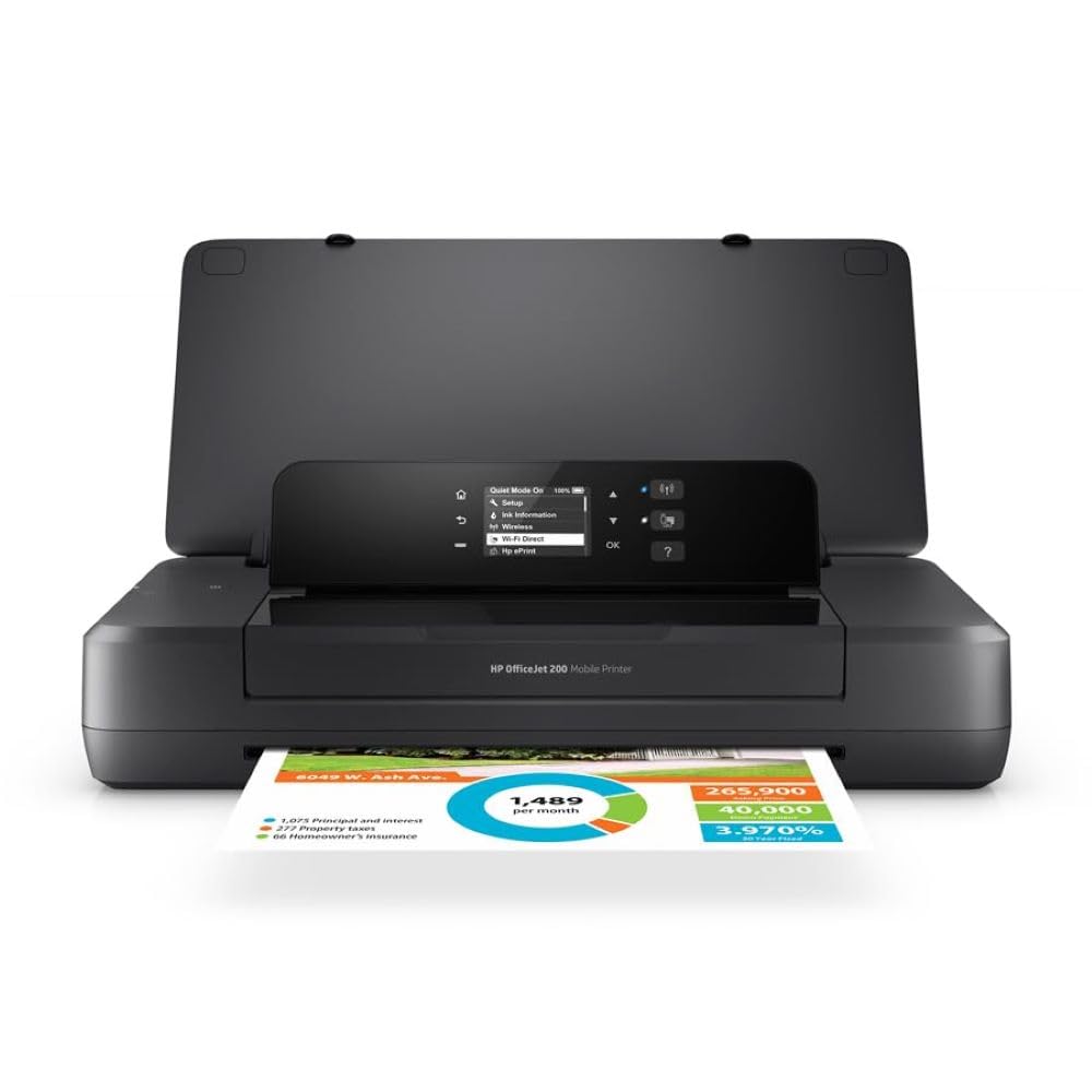 HP OfficeJet 200 Wireless Mobile Printer - Black, Battery included (CZ993A)