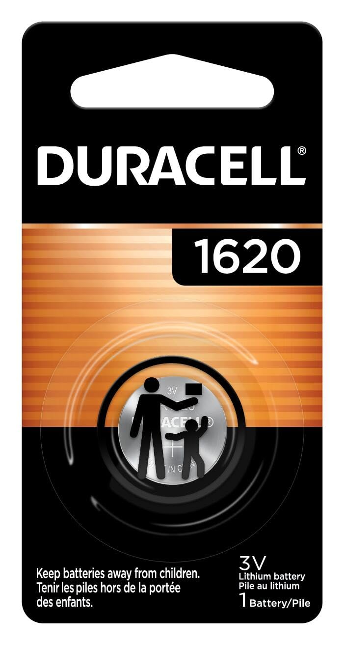 Duracell 1620 3V Lithium Battery, 1 Count Pack, Lithium Coin Battery for Medical and Fitness Devices, Watches, and more, CR Lithium 3 Volt Cell