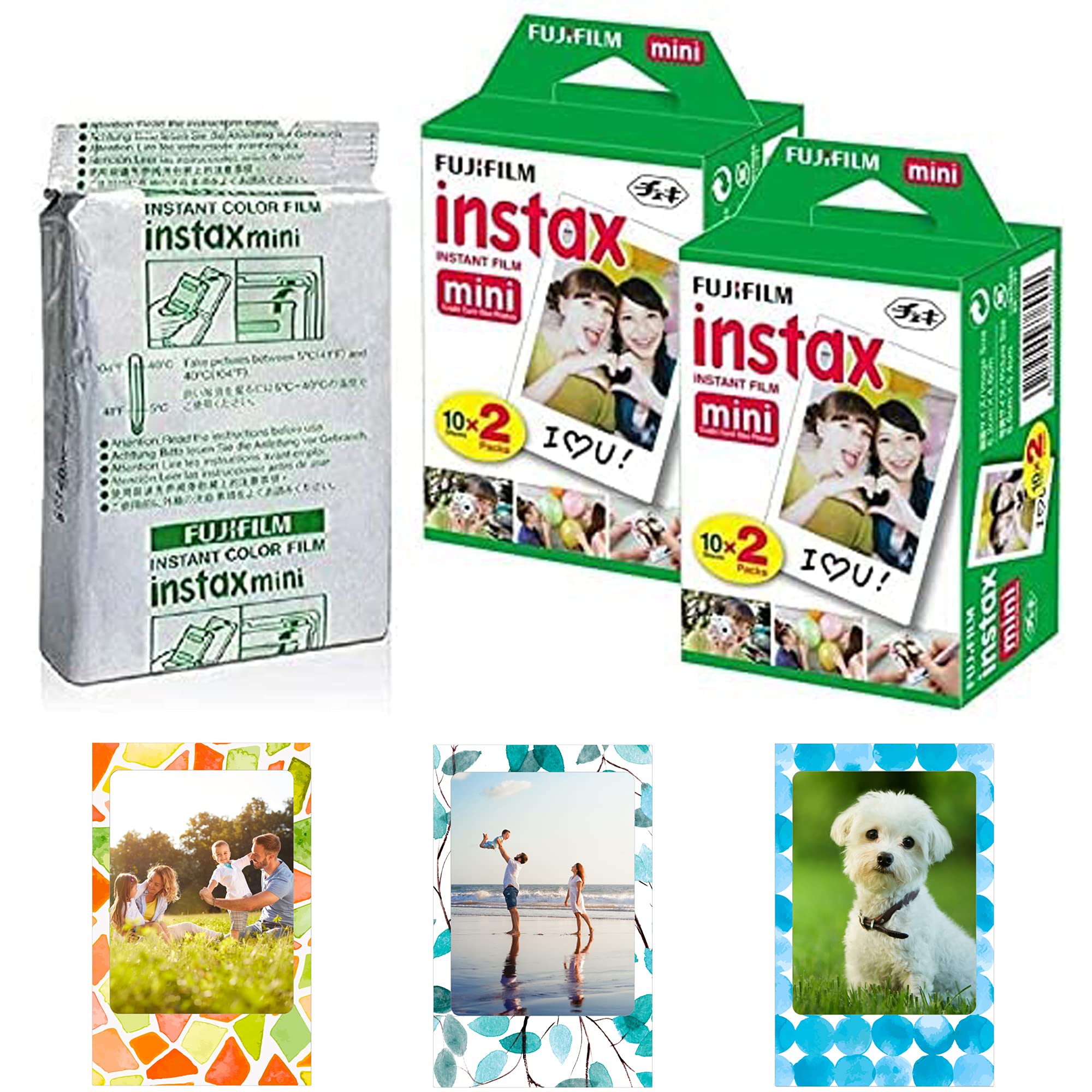 Fujifilm Instax Mini Instant Film,10 Sheets×5 Pack(Total 50 Shoots) Bundled with Tudak Photo Magnet Frames [Bulk Packaging]