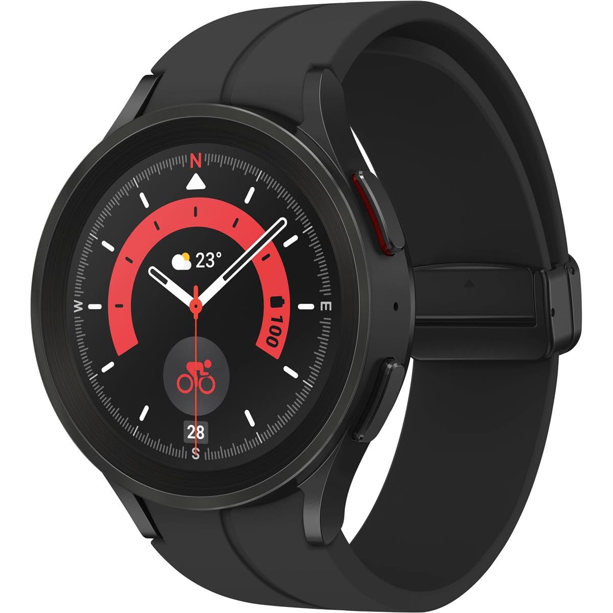 SAMSUNG Galaxy Watch 5 Pro (45mm,WIFI + 4G LTE) 1.4'' Super AMOLED Smartwatch GPS Bluetooth with Sleep Coaching,Bioactive Sensor,Water Resistant R925U (Fast Charger Bundle,Black Titanium) (Renewed)