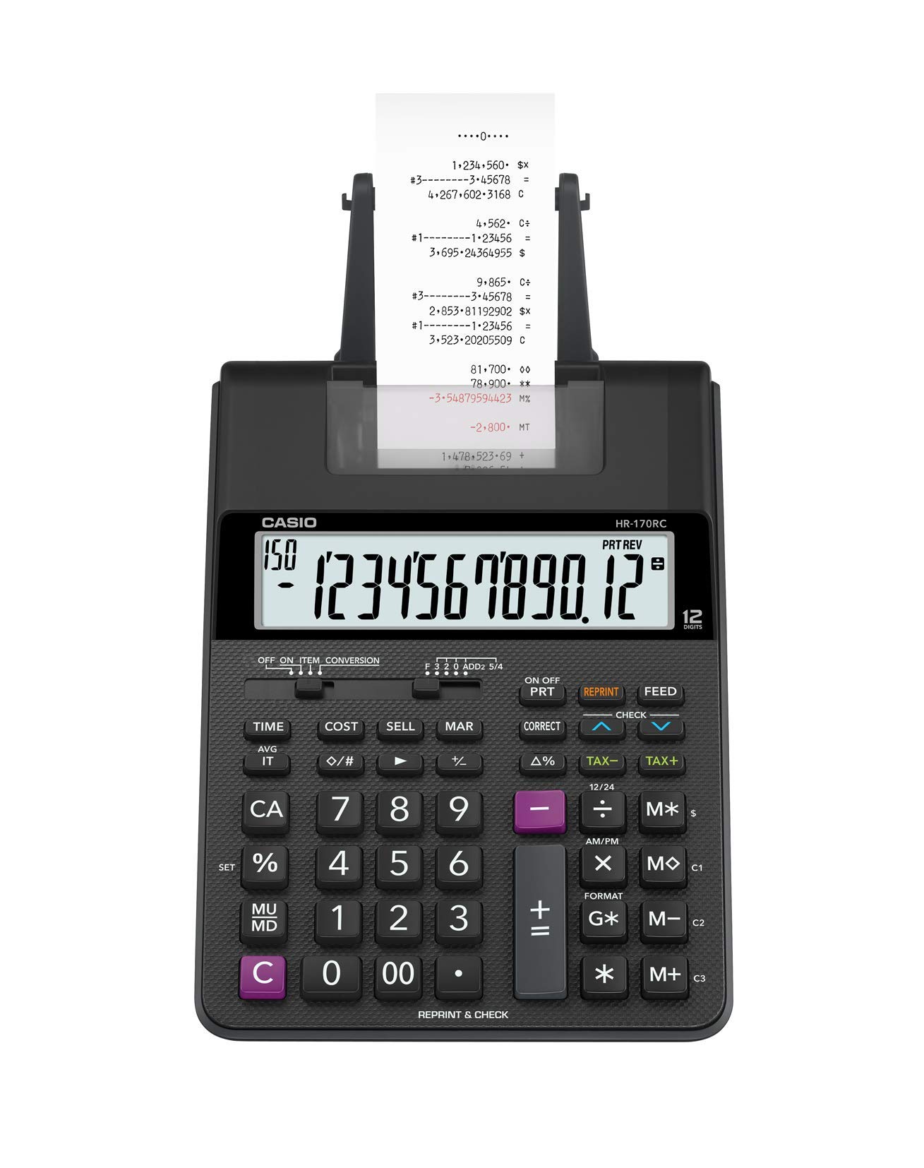 Casio HR-170RC Plus – Mini Desktop Printing Calculator | Check & Correct, Cost/Sell/Margin, Dual-Color Print | Ideal for Taxes, Bookkeeping & Accounting Tasks
