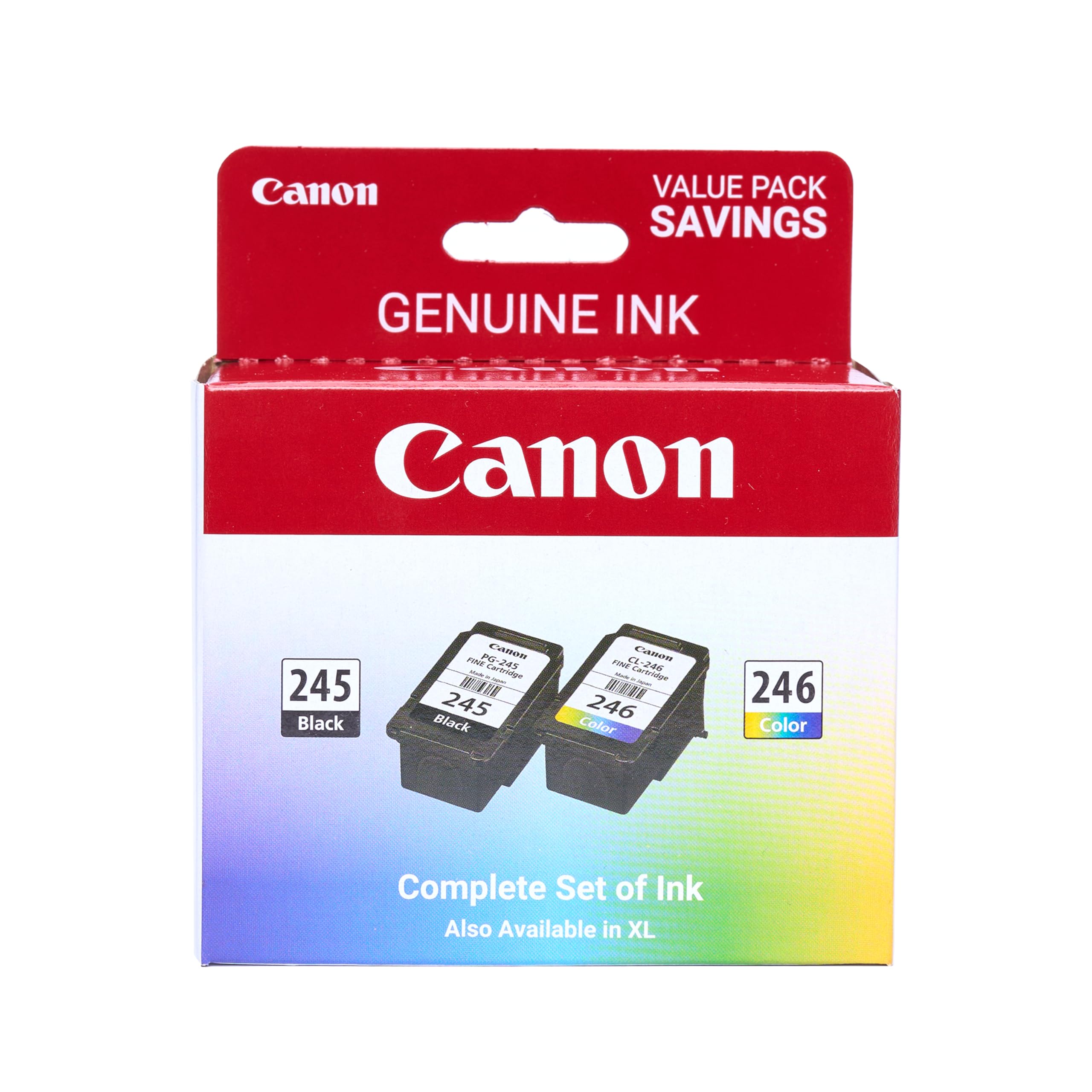Canon PG-245 / CL-246 Genuine Ink Value Pack (2 Cartridges), Compatible with iP2820, MG2420/2924/2920/3020/2522/2525, MX492, TS3120/302/302a/202/202a/4520/3320
