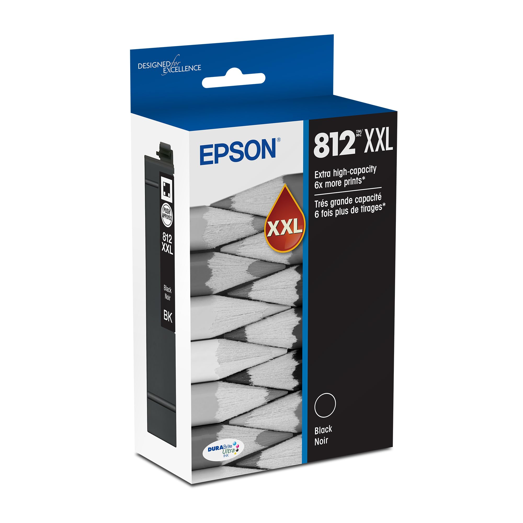EPSON 812 DURABrite Ultra Ink Extra-high Capacity Black Cartridge (T812XXL120-S) Works with WorkForce Pro WF-7310, WF-7820, WF-7840, WorkForce EC-C7000