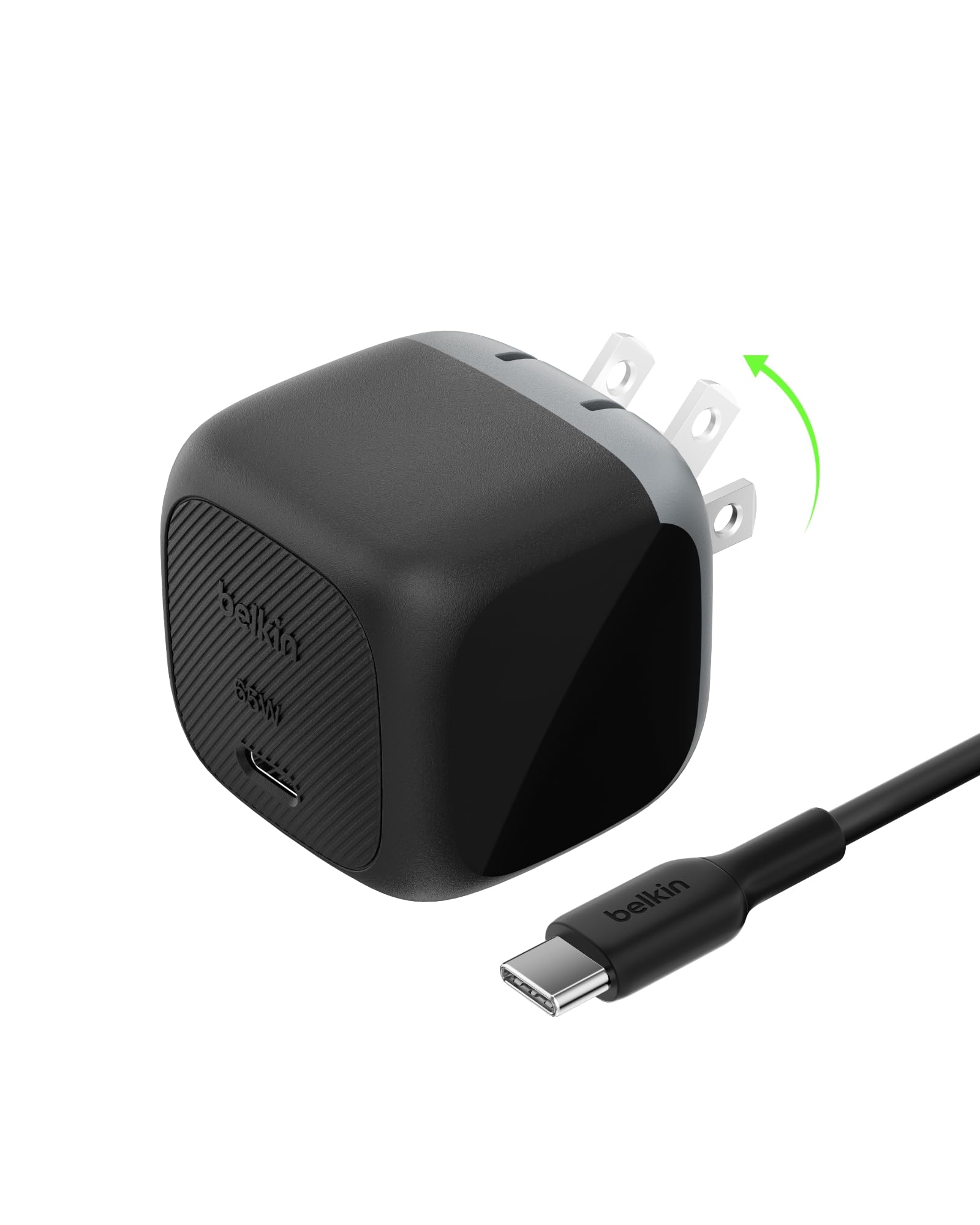 Belkin USB C Charger Block 65W - USB C Cable Included - Super Fast Charging, Type C Wall Charger - Apple iPhone 16/15/14/13, Galaxy S25, Pixel 9, MacBook, iPad, Nintendo Switch 2, & More - Black