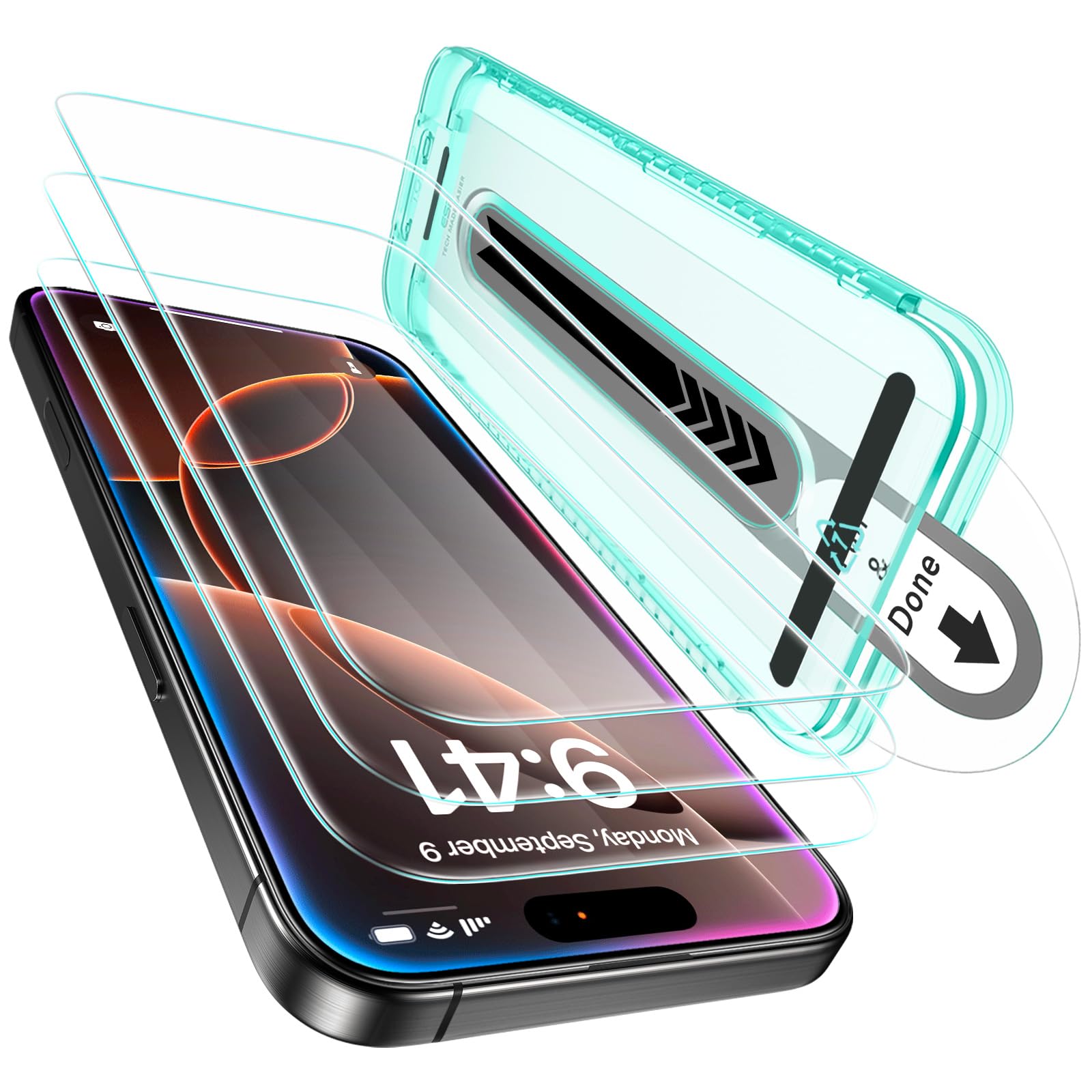 ESR 3 Pack for iPhone 16 Pro Max Screen Protector, [9H Hardness] [Military Grade Shatterproof] Tempered Glass Film with Flawless Fit Tray, HD Clear, Scratch Resistant