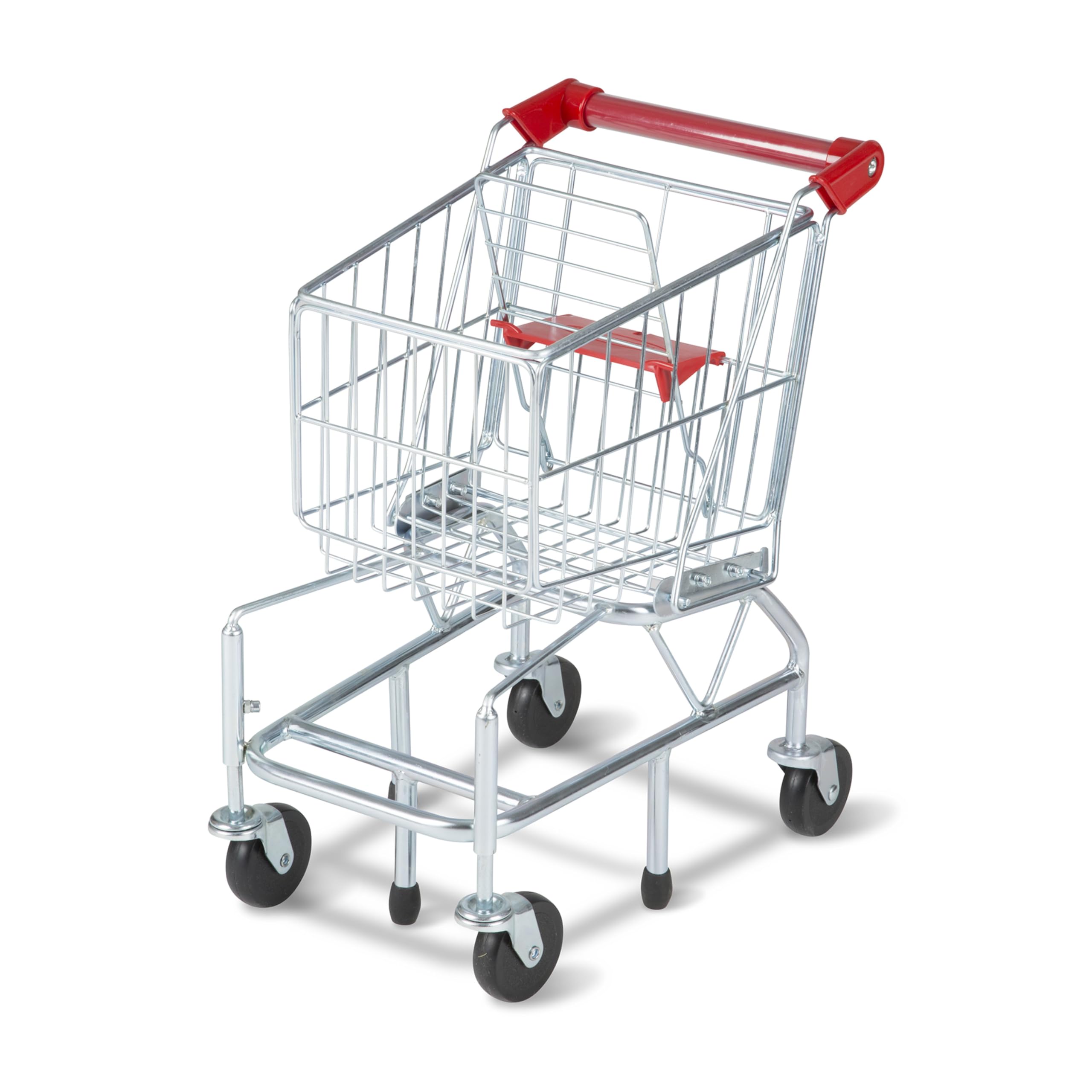 Melissa & Doug Toy Shopping Cart with Sturdy Metal Frame Toddler Shopping Cart, Pretend Grocery Supermarket, Pretend Play for Kids Ages 3+