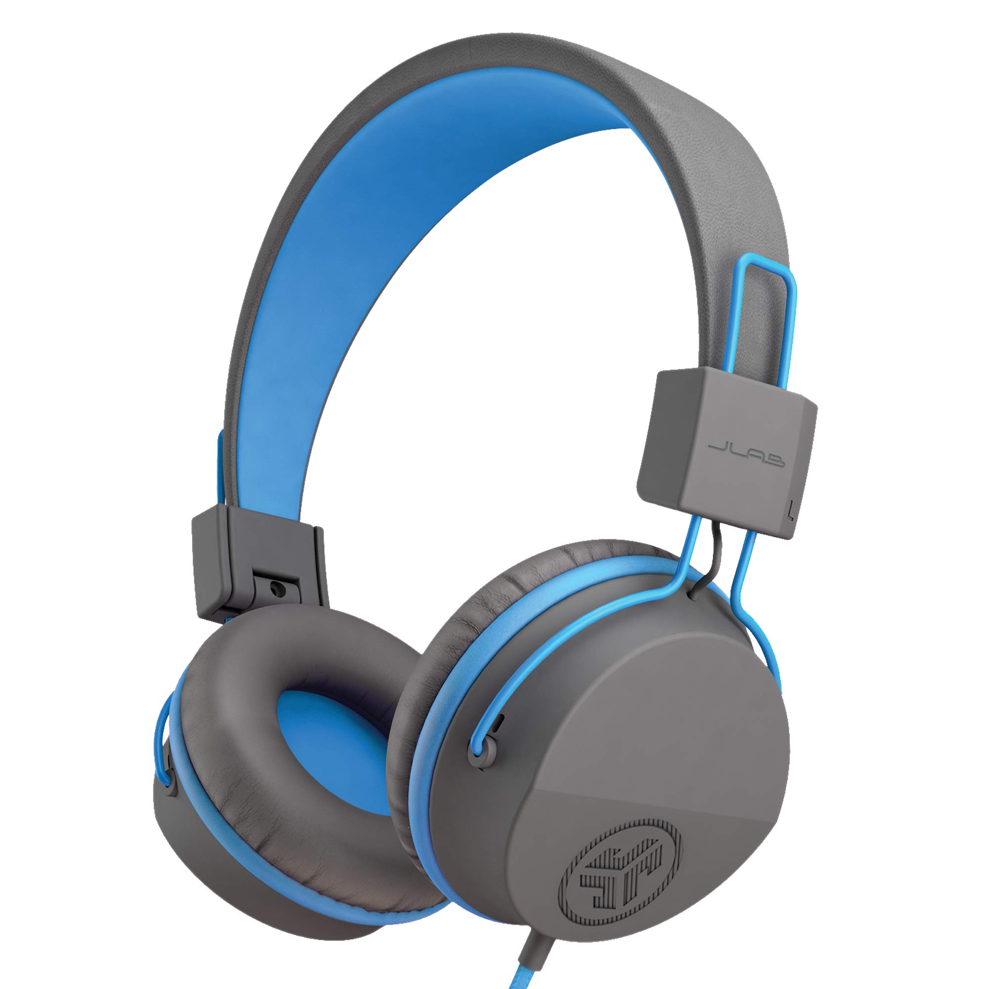 JLab JBuddies Studio On-Ear Kids Wired Headphones, Toddler Headphones, Kid Safe, Studio Volume Safe, Volume Limiter, Folding, Adjustable, Noise Isolation, with Mic (Graphite/Blue)