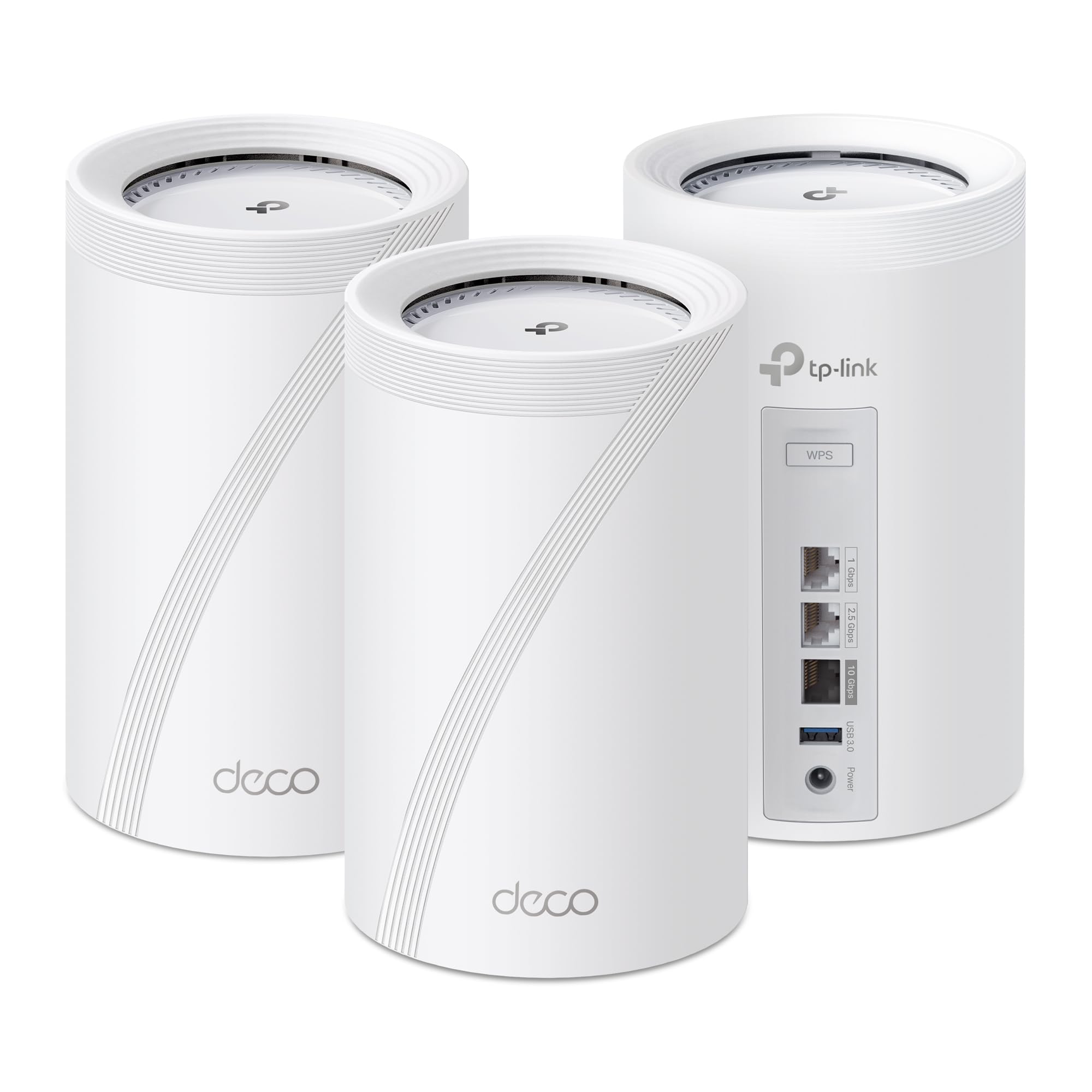 TP-Link Deco Wi-Fi 7 Tri-Band BE14000 Whole Home Mesh System | 8-Stream 14Gbps | 10 Gig Internet Port |Up to 8,100 Sq.ft & 200 Devices | VPN, HomeShield, MLO, 320 MHz, AI-Roaming (Deco BE67 3-Pack)