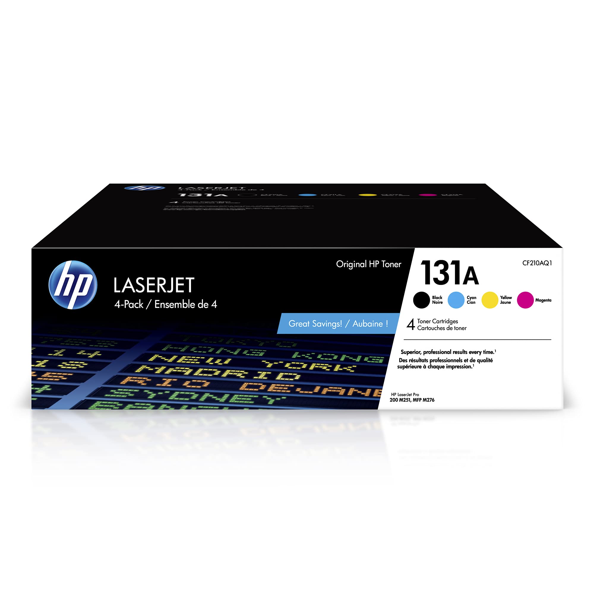 HP 131A Black, Cyan, Magenta, Yellow Toner Cartridges for HP Printers | Works with Printer Series: LaserJet Pro 200 color M251, LaserJet Pro 200 color MFP M276 | CF210AQ1