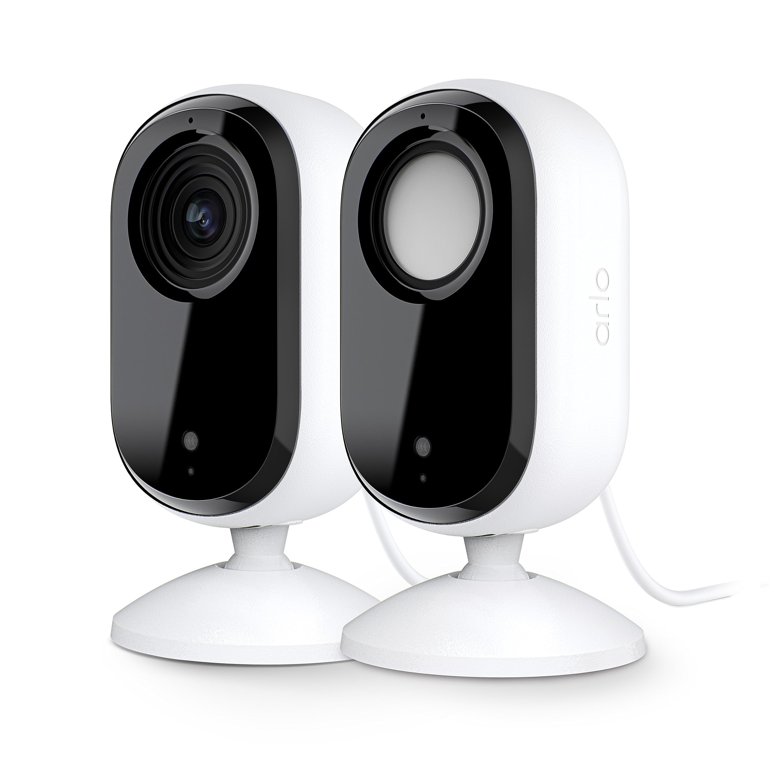 Arlo Essential Security Camera 2K | Indoor Only | 2nd Gen | Baby Monitor & Pet Camera, Wired Automated Privacy Shield, 2-Way Audio, Night Vision, Live Stream, Motion Alerts & Notifications White 2 Cam